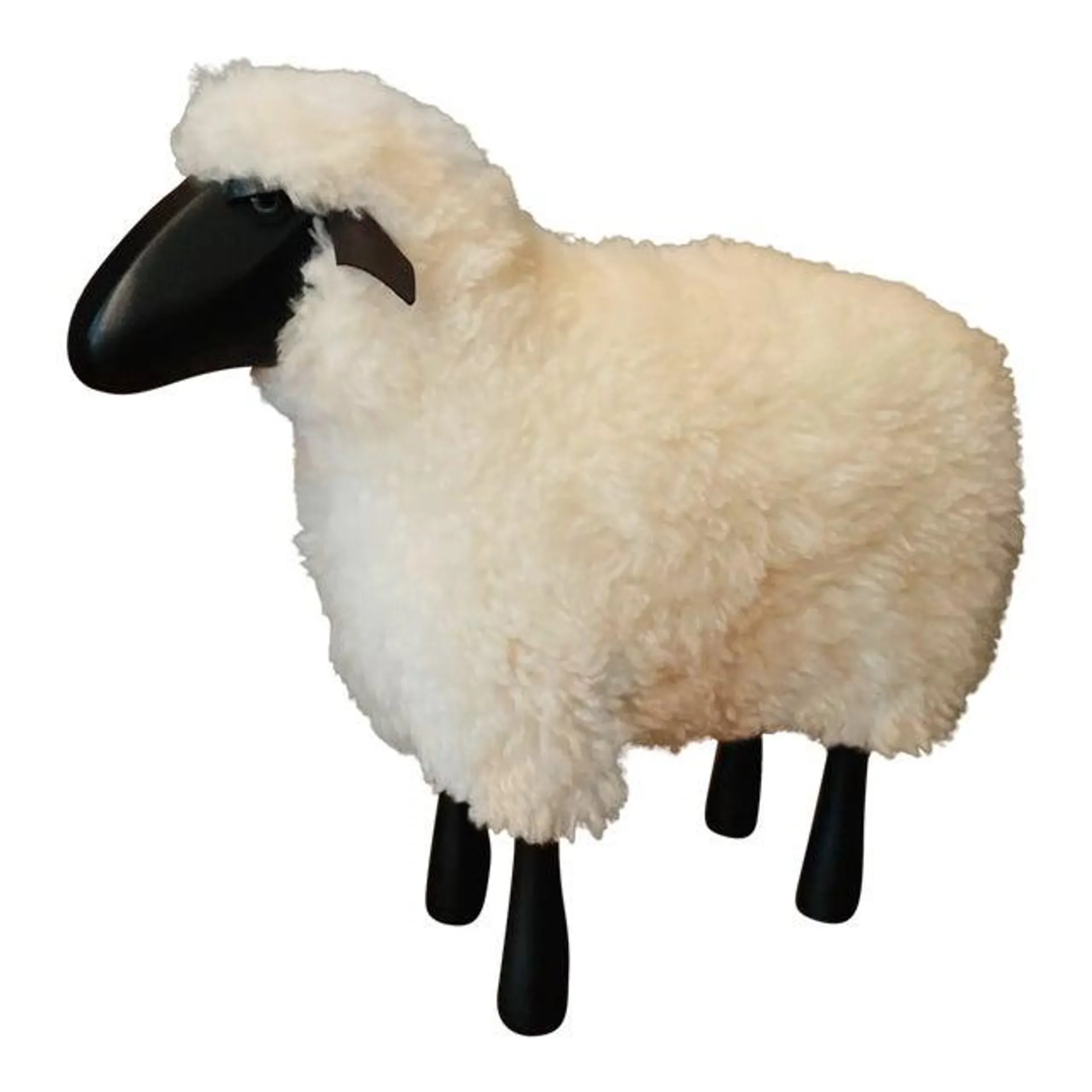 Lalanne Style Wood and Sheepskin Sheep Stool