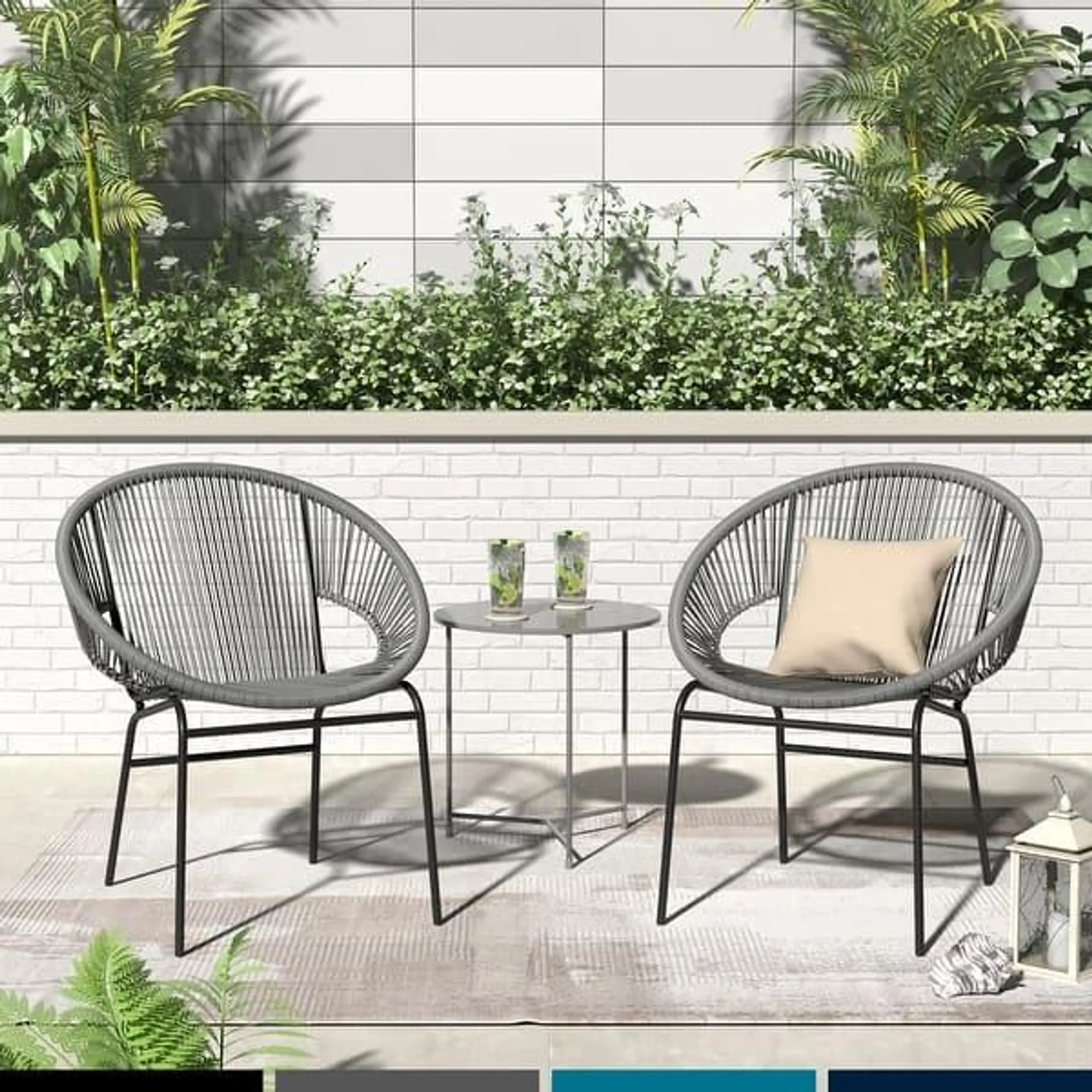 Corvus Sarcelles Woven Wicker Indoor/Outdoor Bistro Chairs (Set of 2)