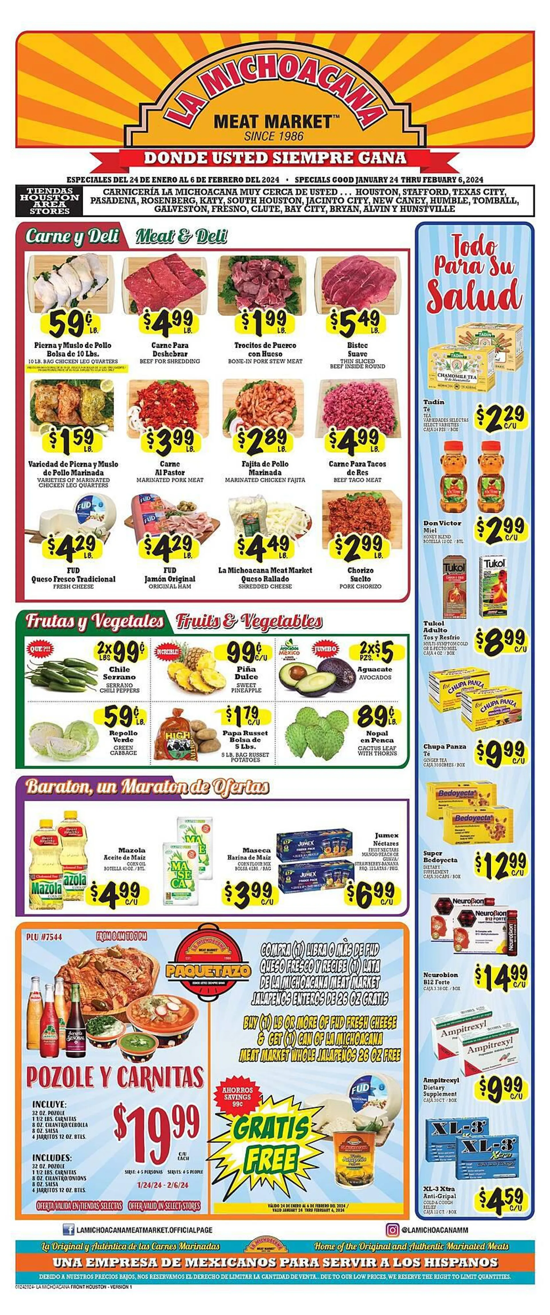 Weekly ad La Michoacana Weekly Ad from January 25 to February 6 2024 - Page 