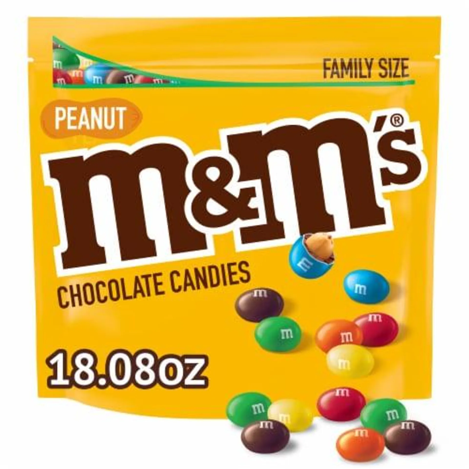 M&M'S Peanut Milk Chocolate Candy, Family Size Resealable Bulk Bag
