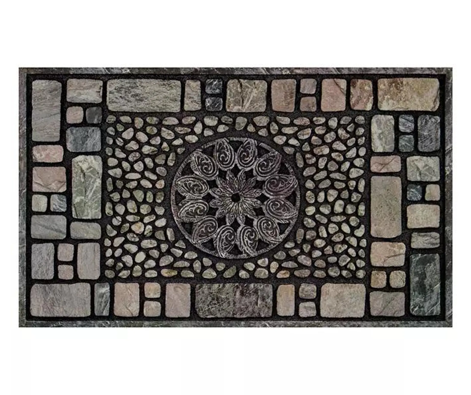 Brown Faux Graystone Blocks Doormat, (18" x 30")