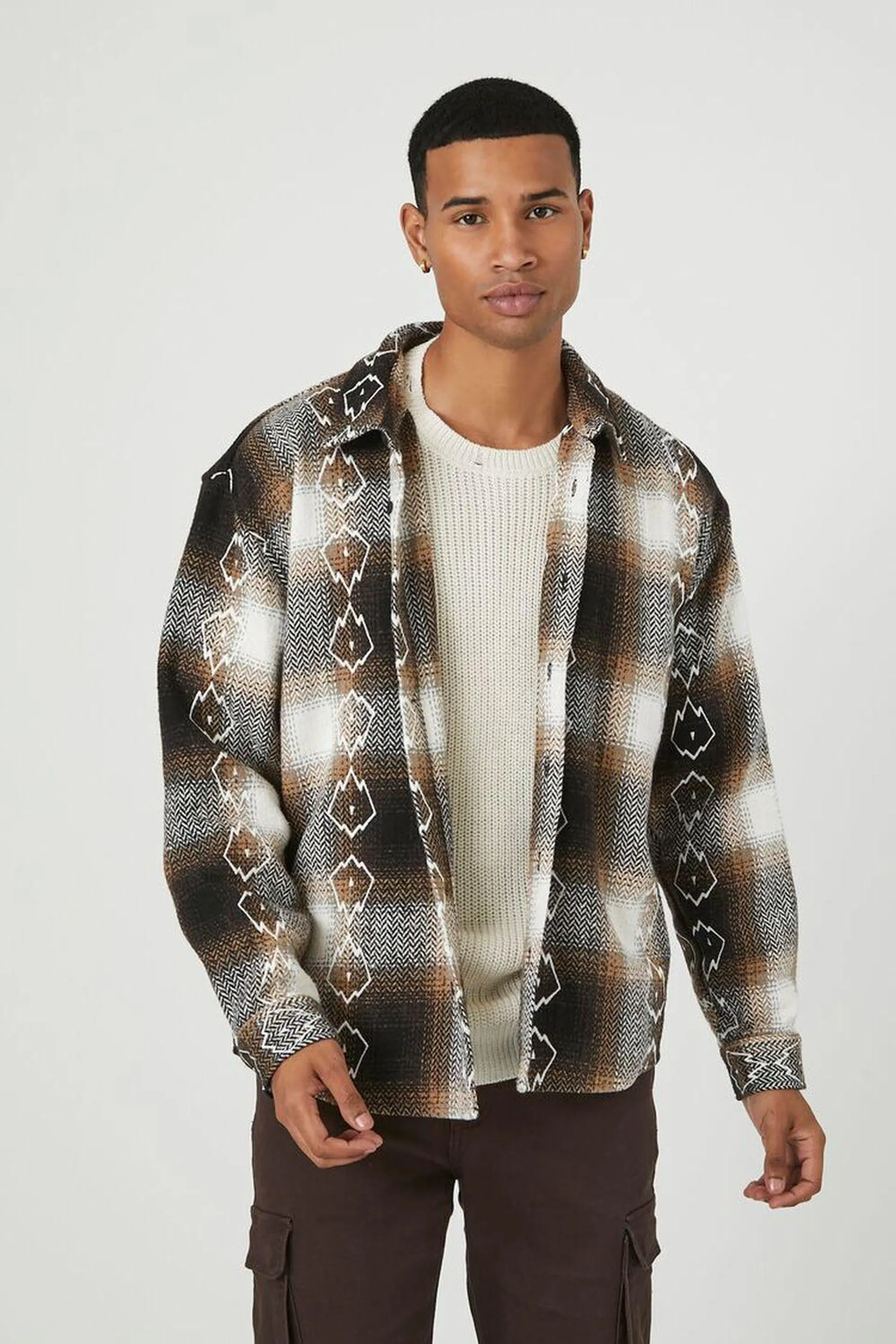 Embroidered Plaid Long-Sleeve Shirt