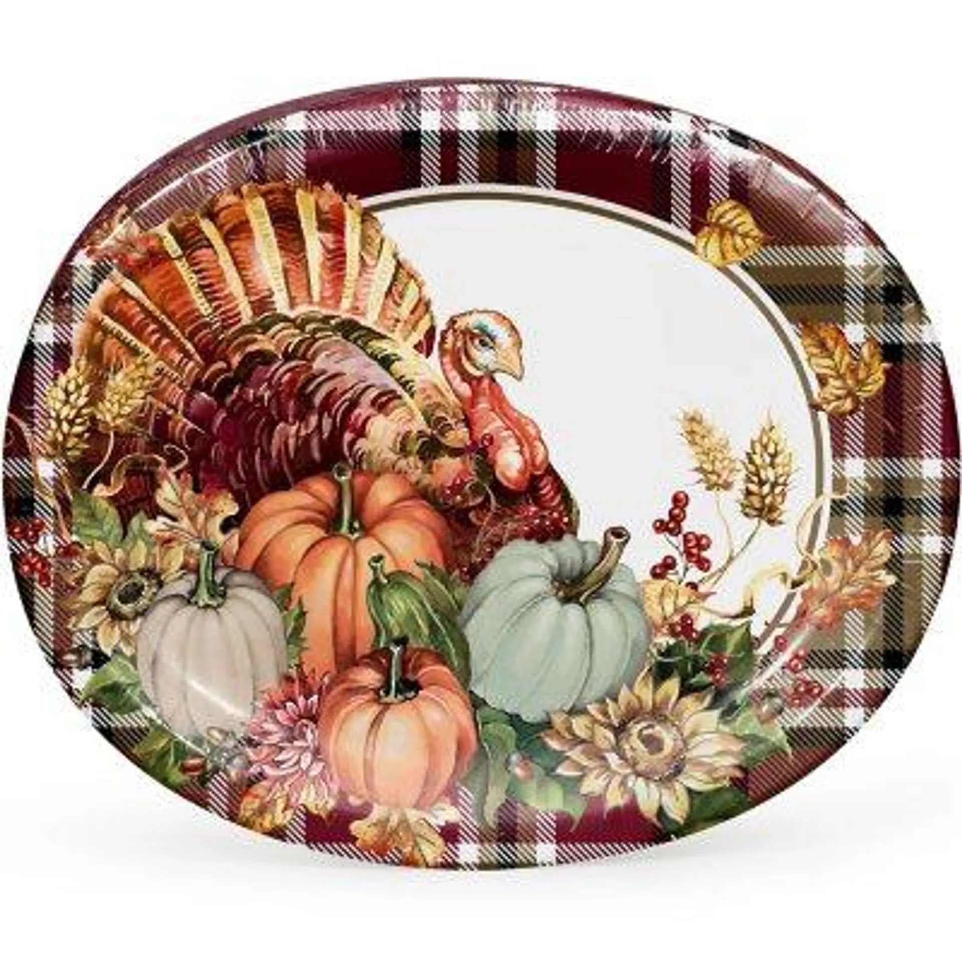 Member's Mark Thanksgiving Oval Paper Plates, 10" x 12", 50 ct.