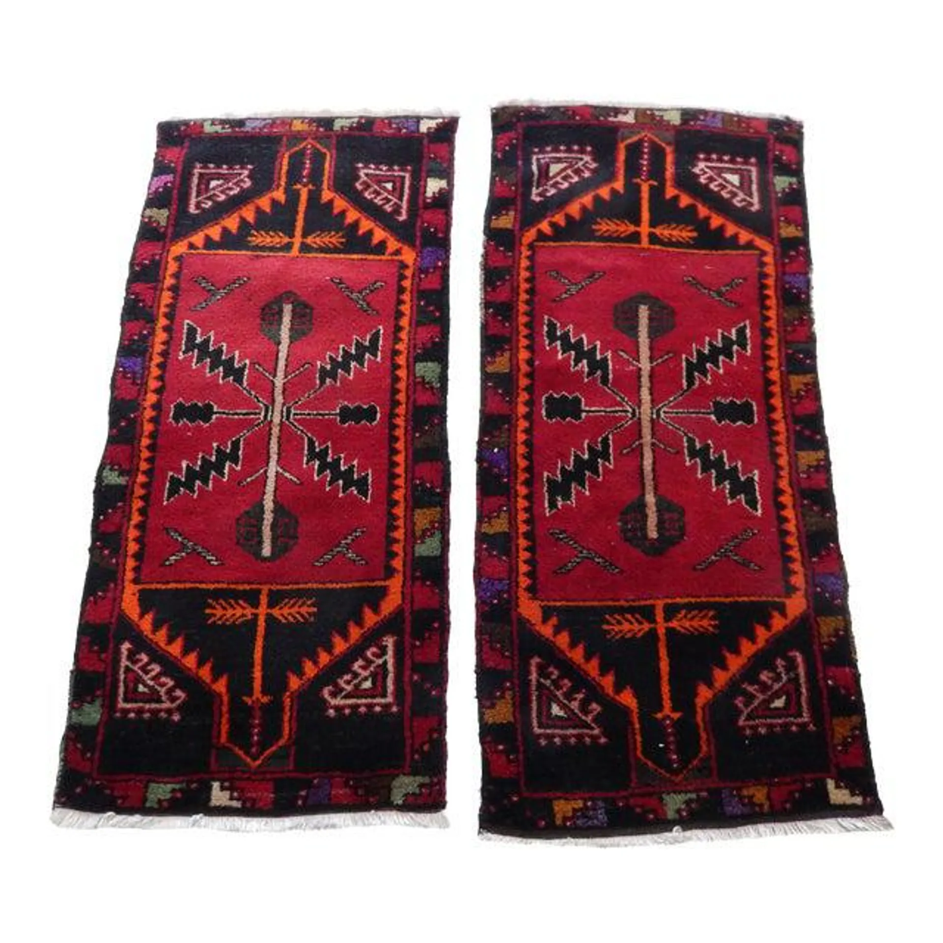 1980s Petite Turkish Hand-Knotted Wool Rugs - a Pair 20'' X 43''