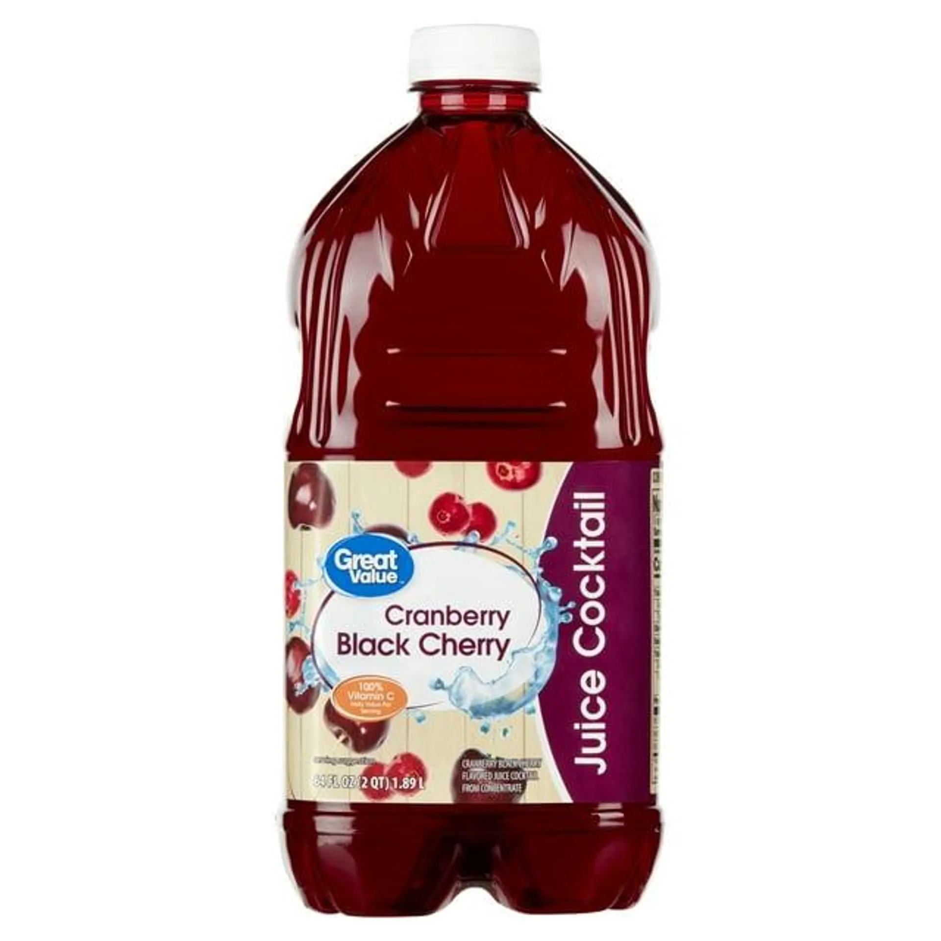 Great Value Cranberry Black Cherry Juice Cocktail, 64 fl oz