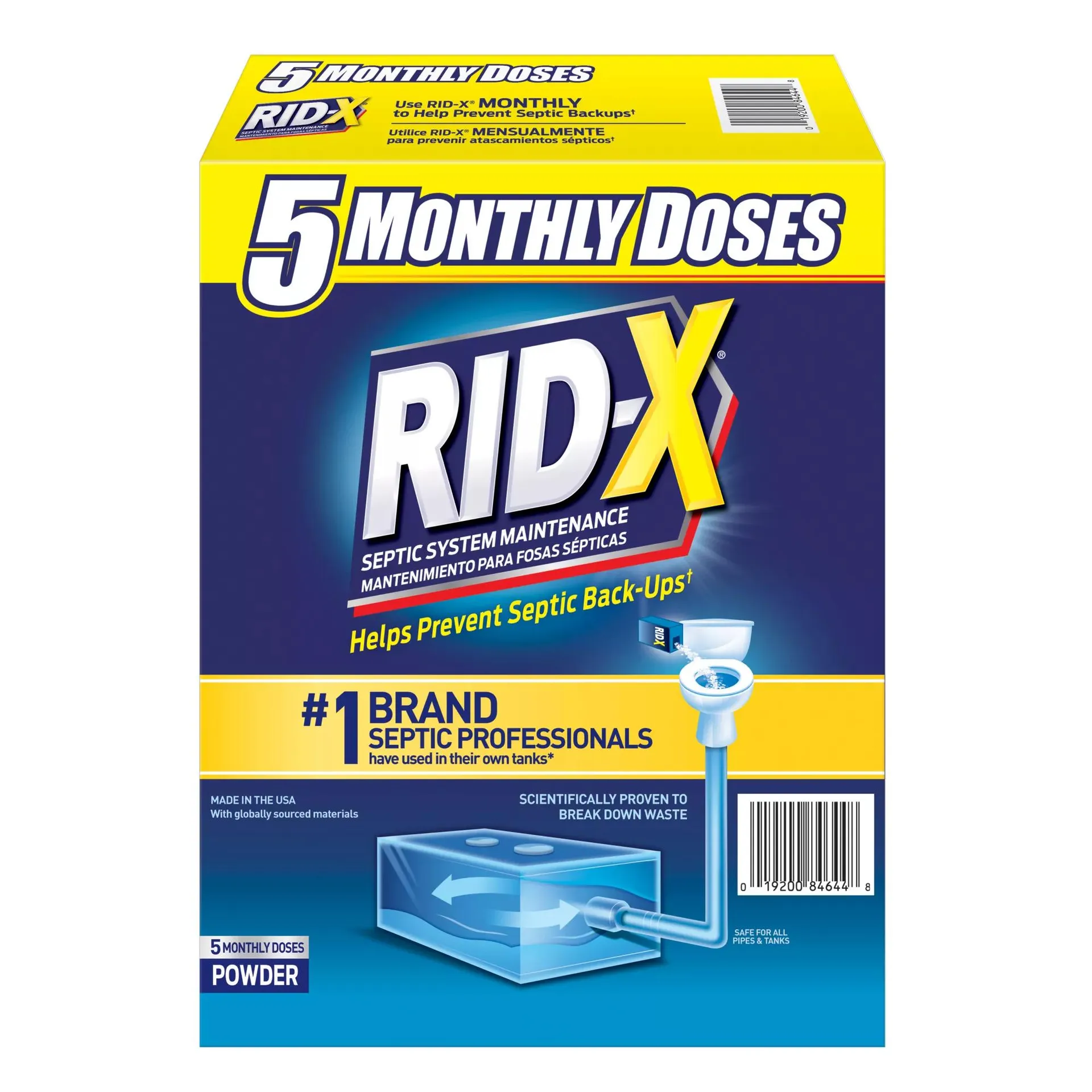 RID-X Septic Treatment, 5 Month Supply Of Powder, 49 oz.