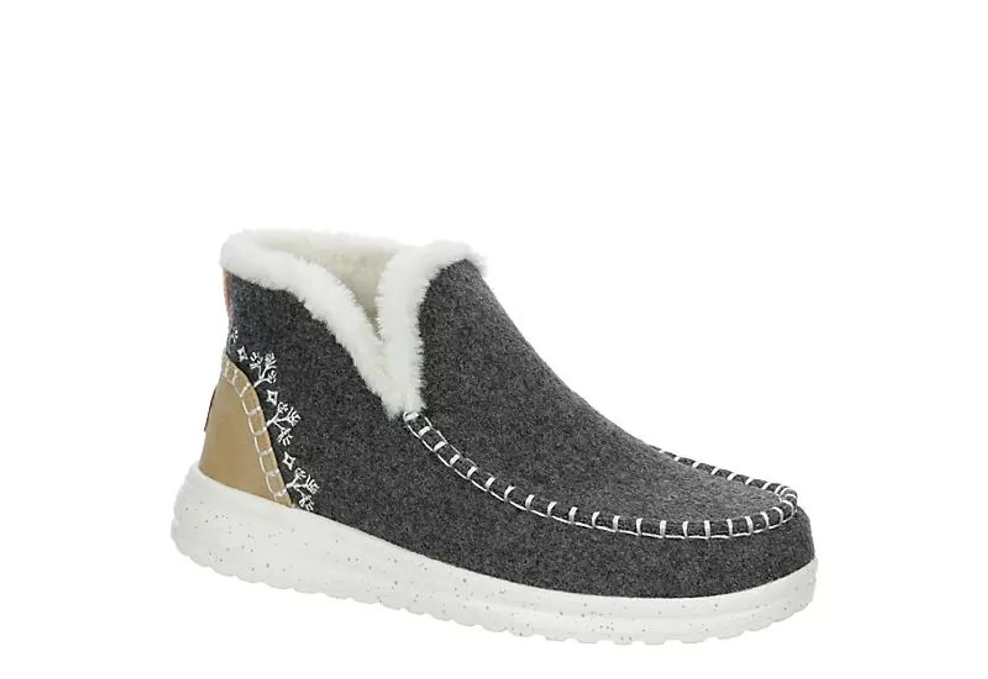 Heydude Womens Denny Wool Slip On Sneaker Boot - Grey