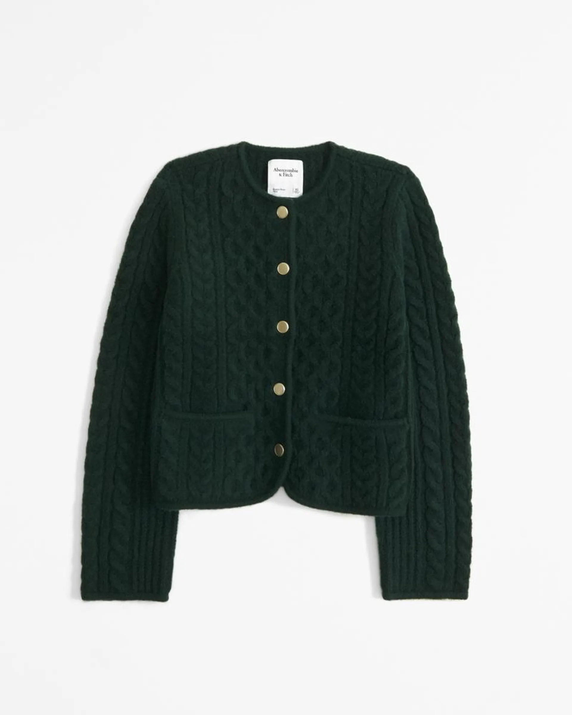 Novelty Button Cable Sweater Jacket