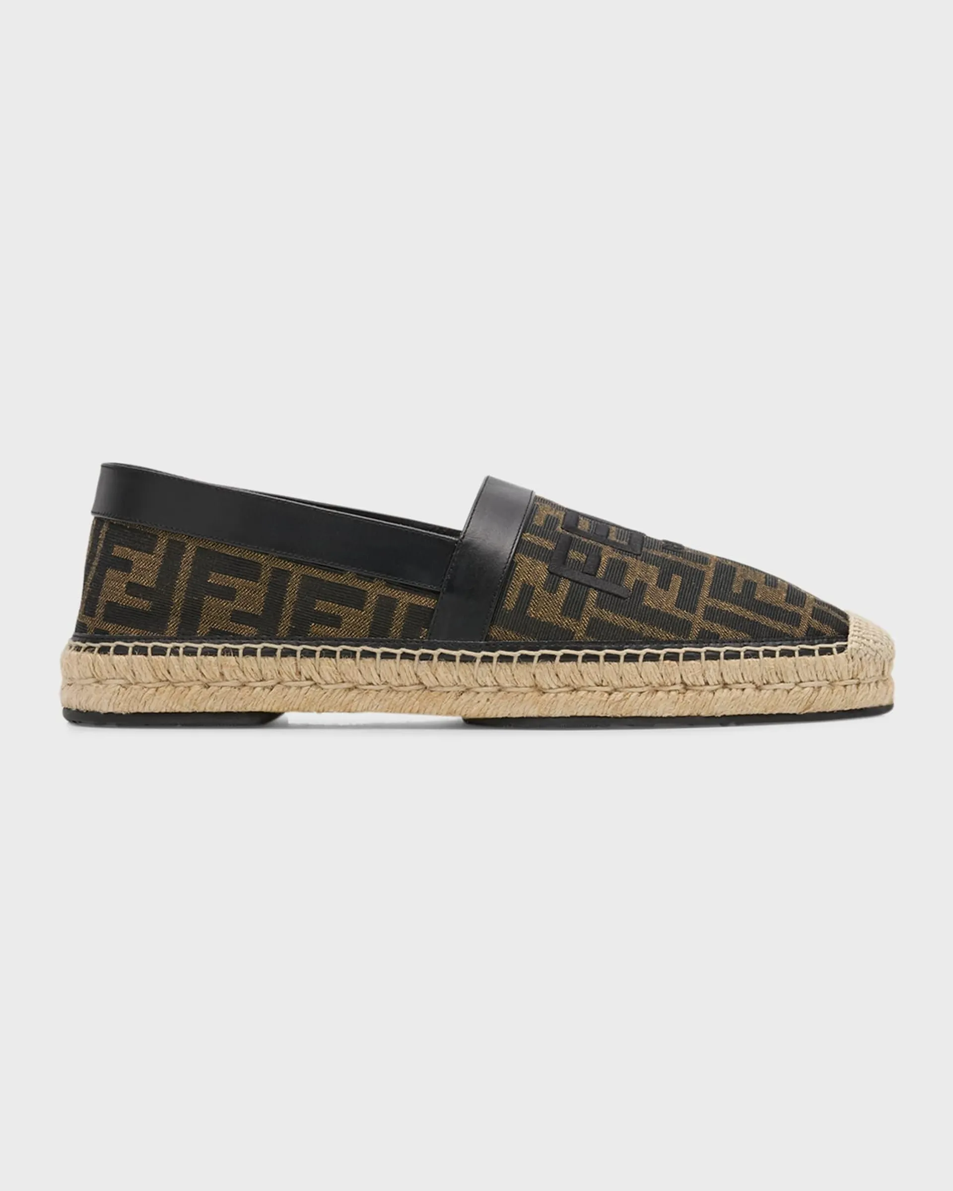 Men's FF Jacquard Leather-Trim Espadrilles