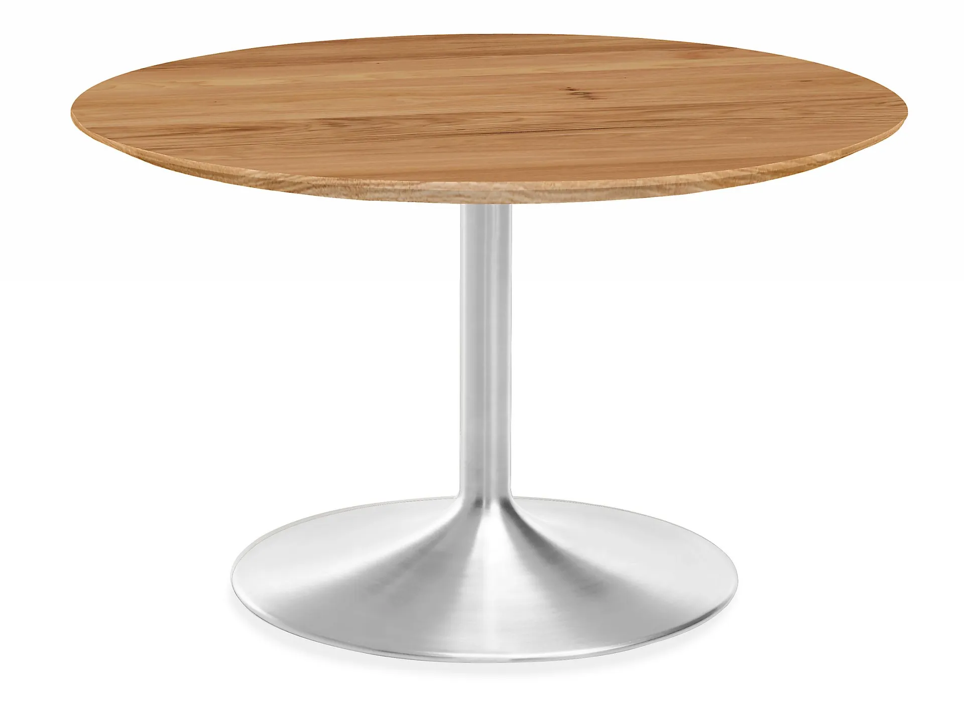 Aria 42 diam Round Dining Table w/Calico Hickory Top & Stainless Steel Base