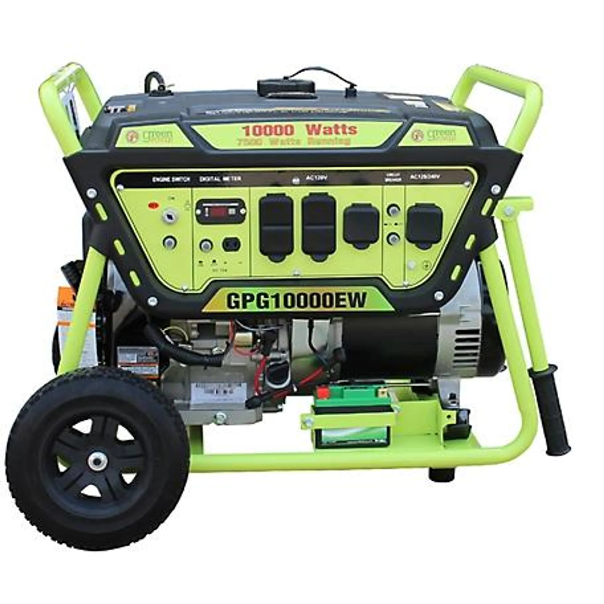 Green-Power America 10,000/7,500-Watt Gasoline Powered Portable Generator, Electric Start, Lithium Battery, LCT OVH Engine