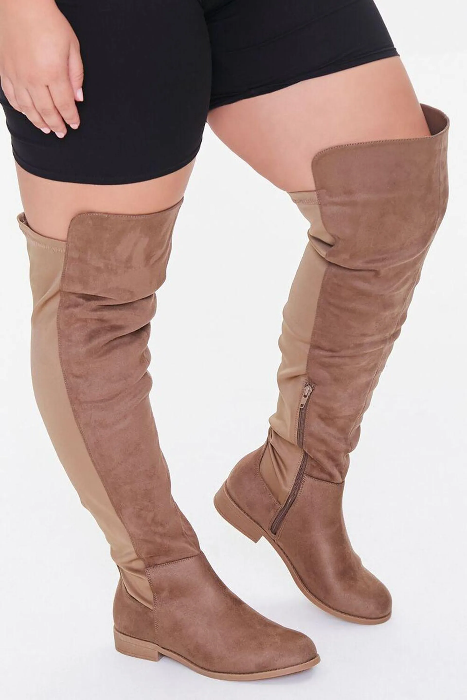 Thigh-High Faux Suede Boots (Wide)