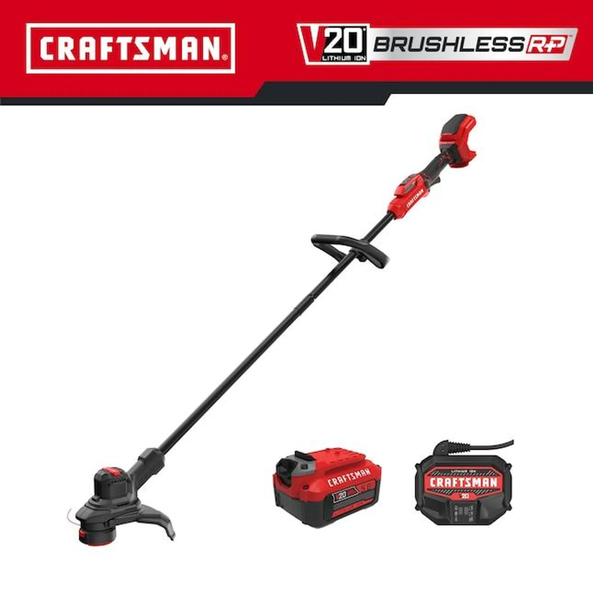 CRAFTSMAN V20 Brushless RP 20-volt Max 13-in Straight Shaft Battery String Trimmer 5 Ah (Battery and Charger Included)