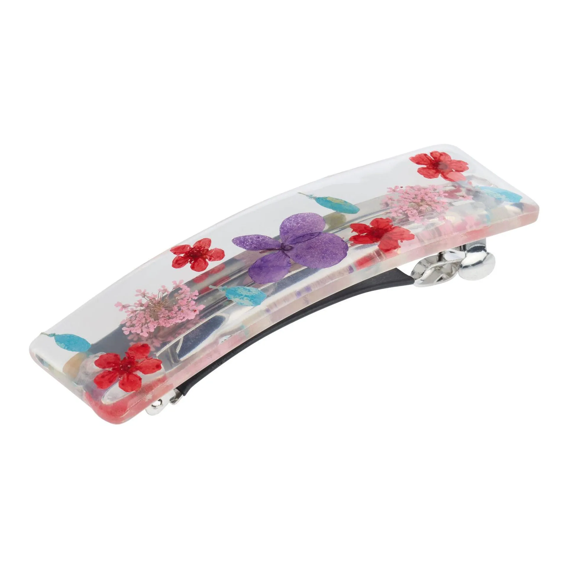 Multicolor Dried Flower And Clear Resin Hair Clip