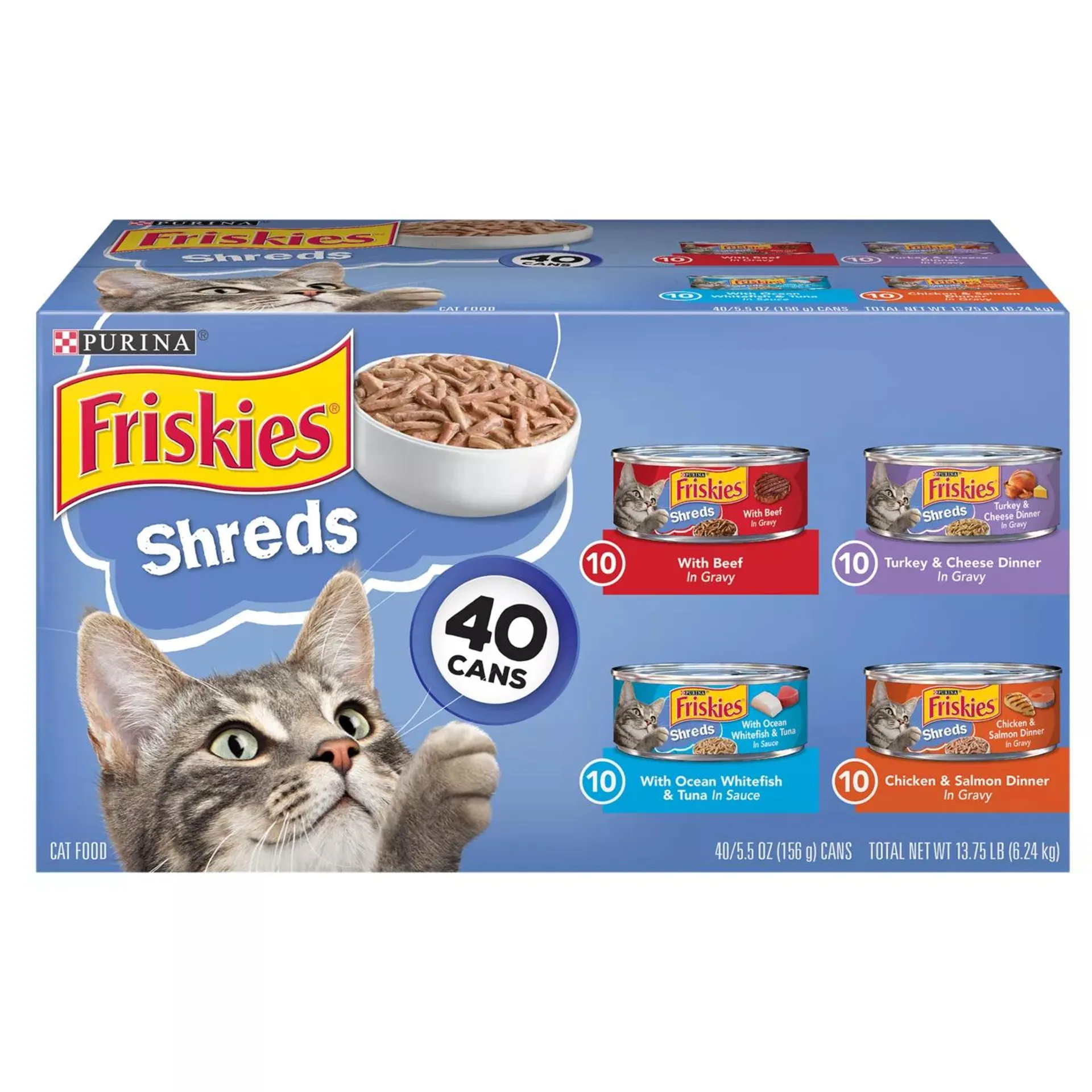 Purina® Friskies® Shreds Adult Cat Wet Food - Variety Pack, 40 Ct, 220 OZ