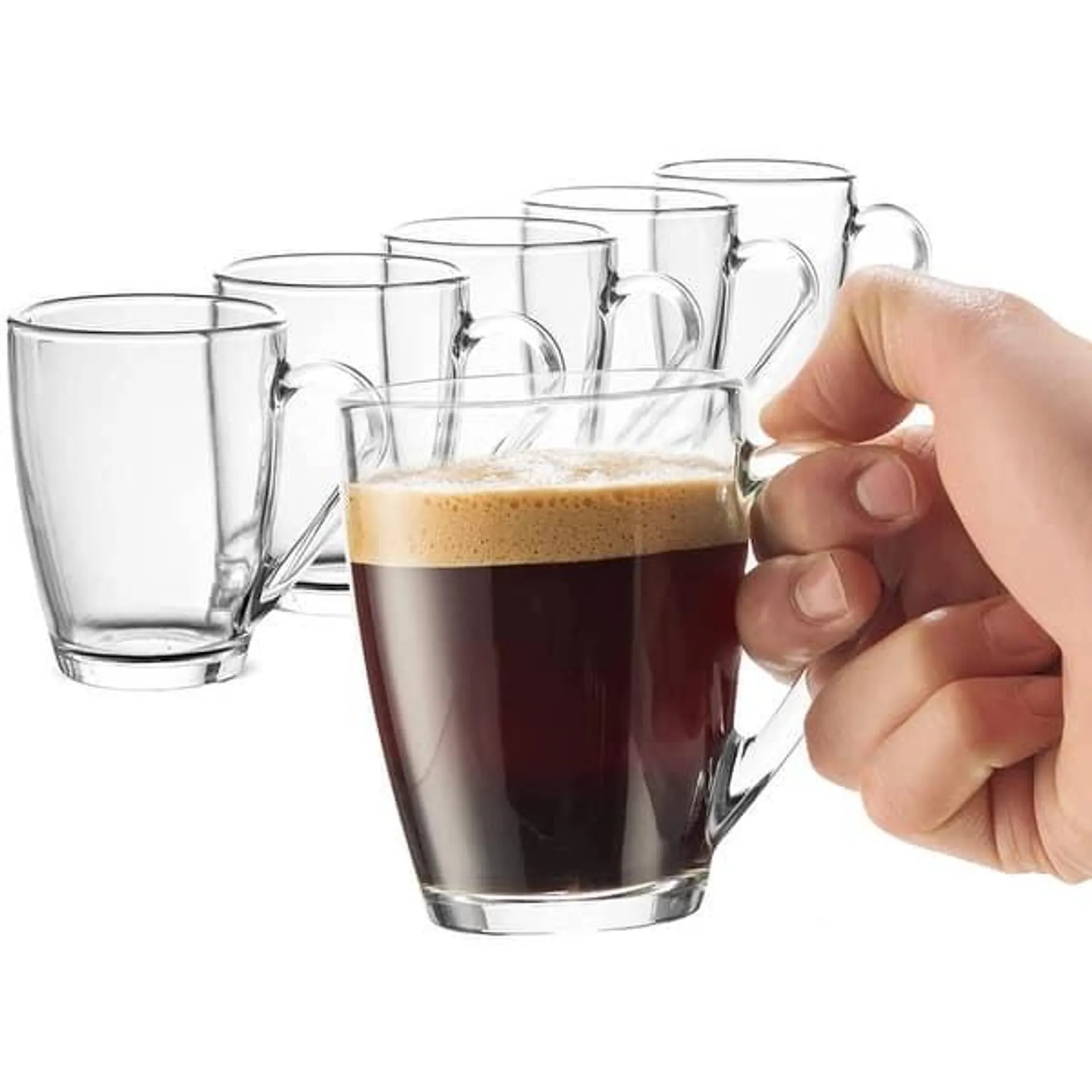 Bormioli Rocco Glass Coffee Mug Set of 6