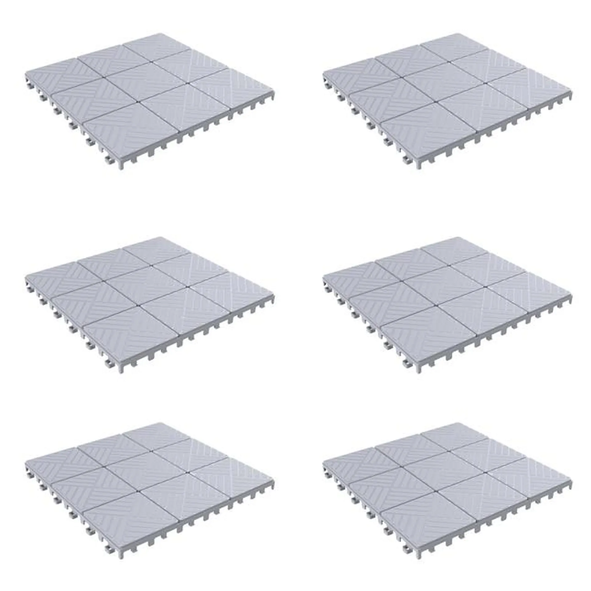 Nature Spring Gray PVC Deck Tiles (6-Pack) for Porches, Decking, and Patios - Easy Snap Installation, All-Weather Resistant