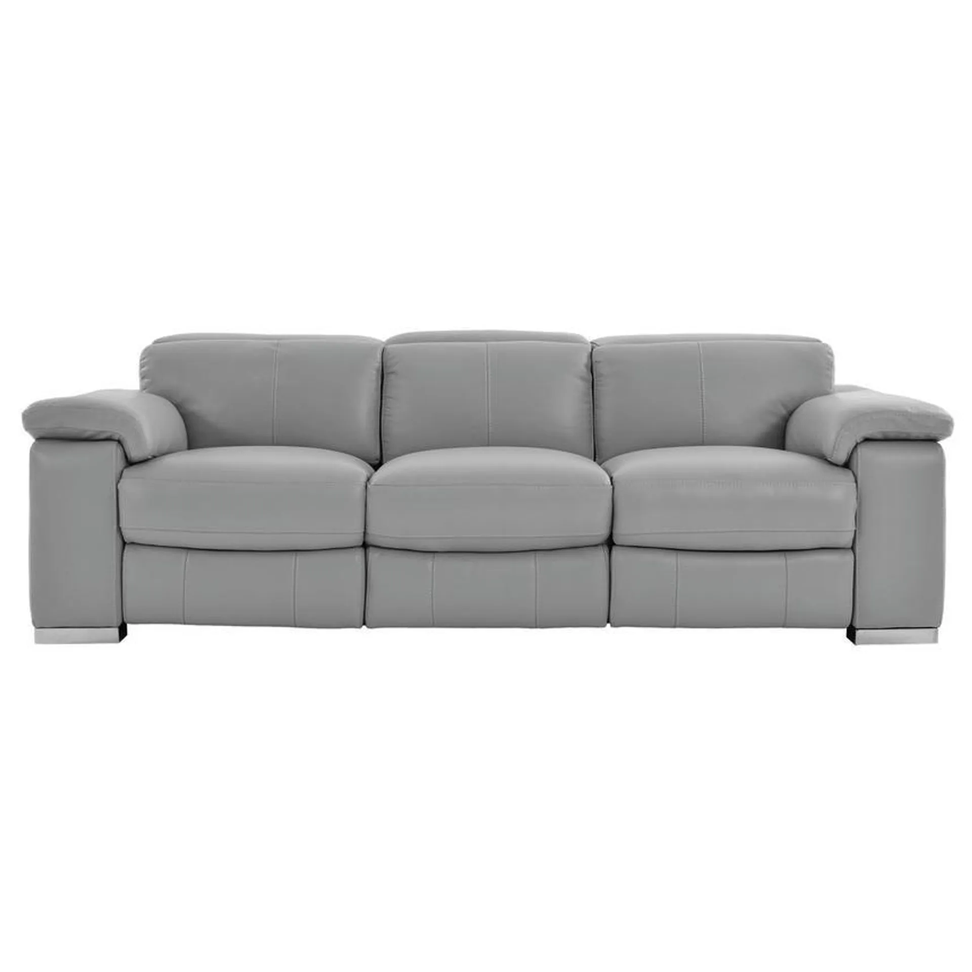 Charlie Light Gray Leather Power Reclining Sofa