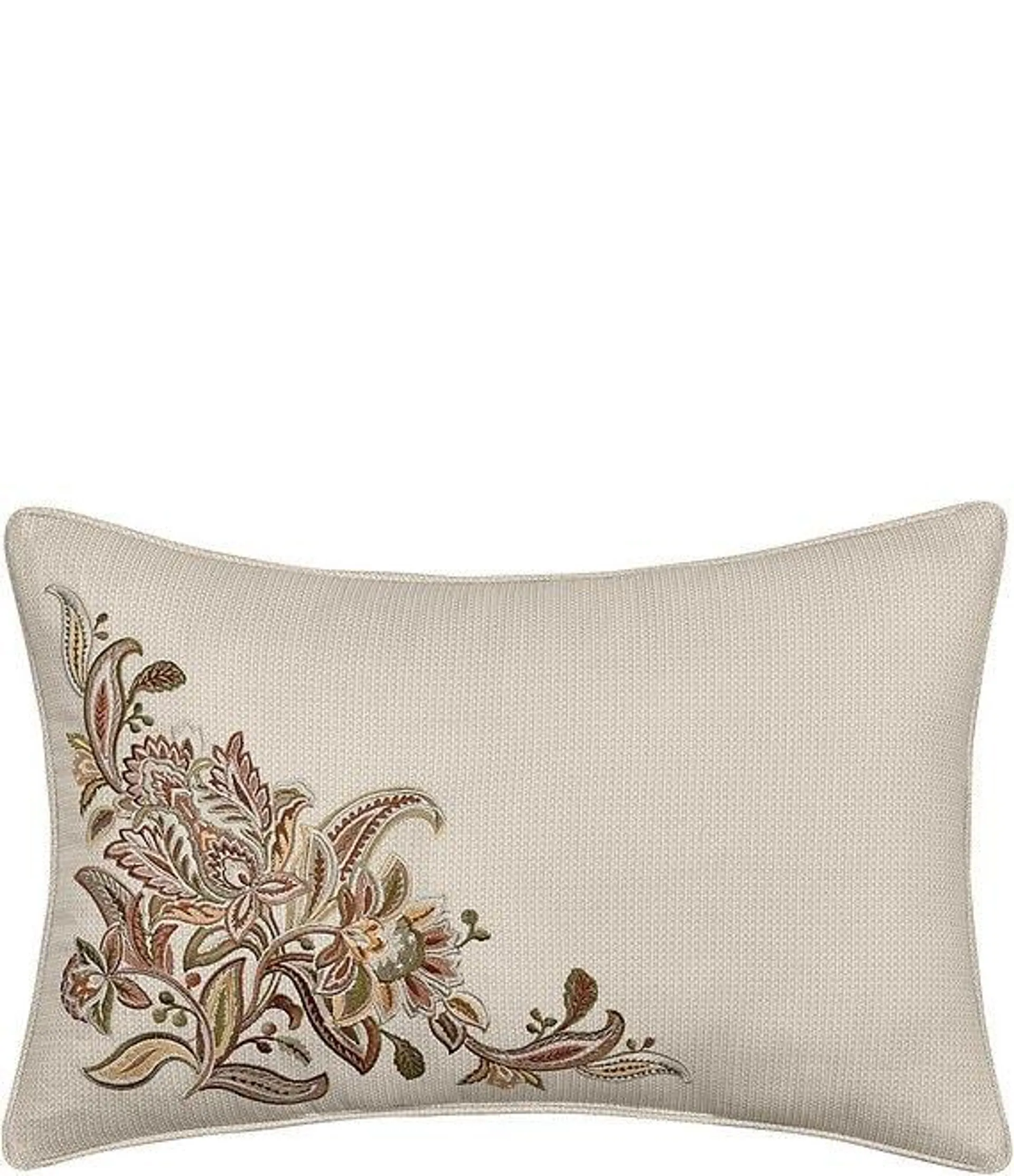 Captiva Floral Embroidered Boudoir Pillow