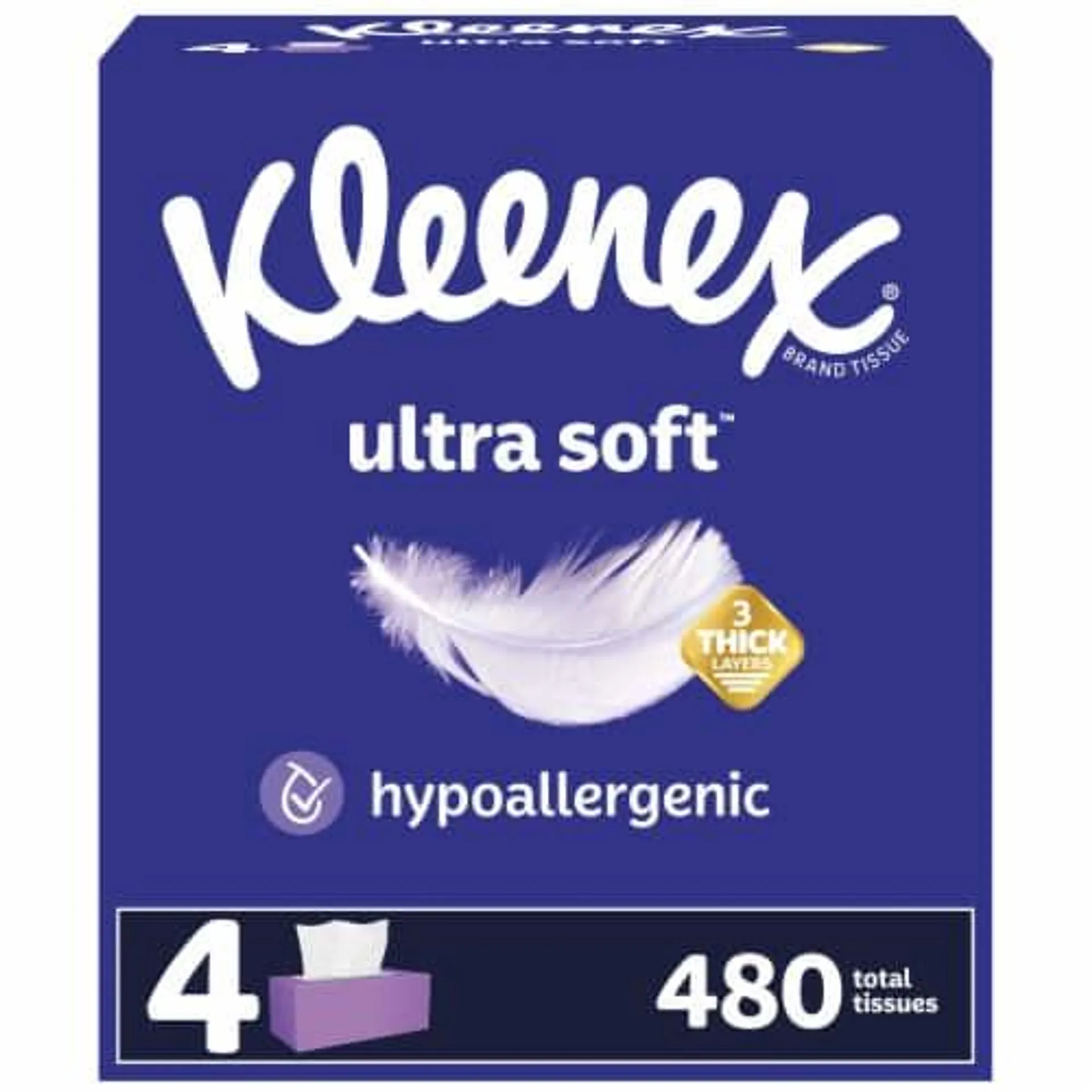 Kleenex Ultra Soft Facial Tissues Flat Boxes 3 Ply