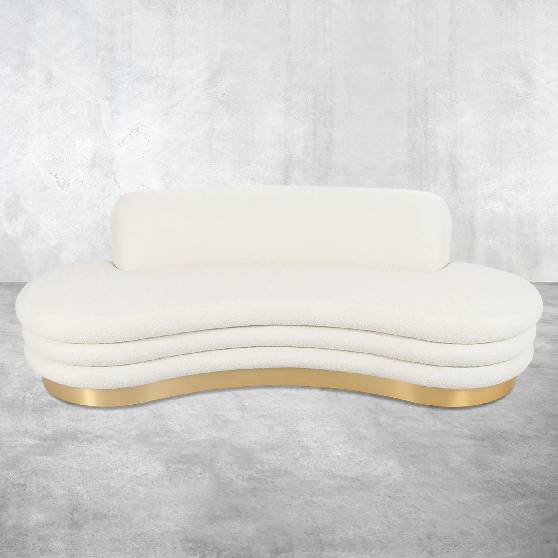 Ibiza Sofa in Boucle with Brushed Brass Toekick