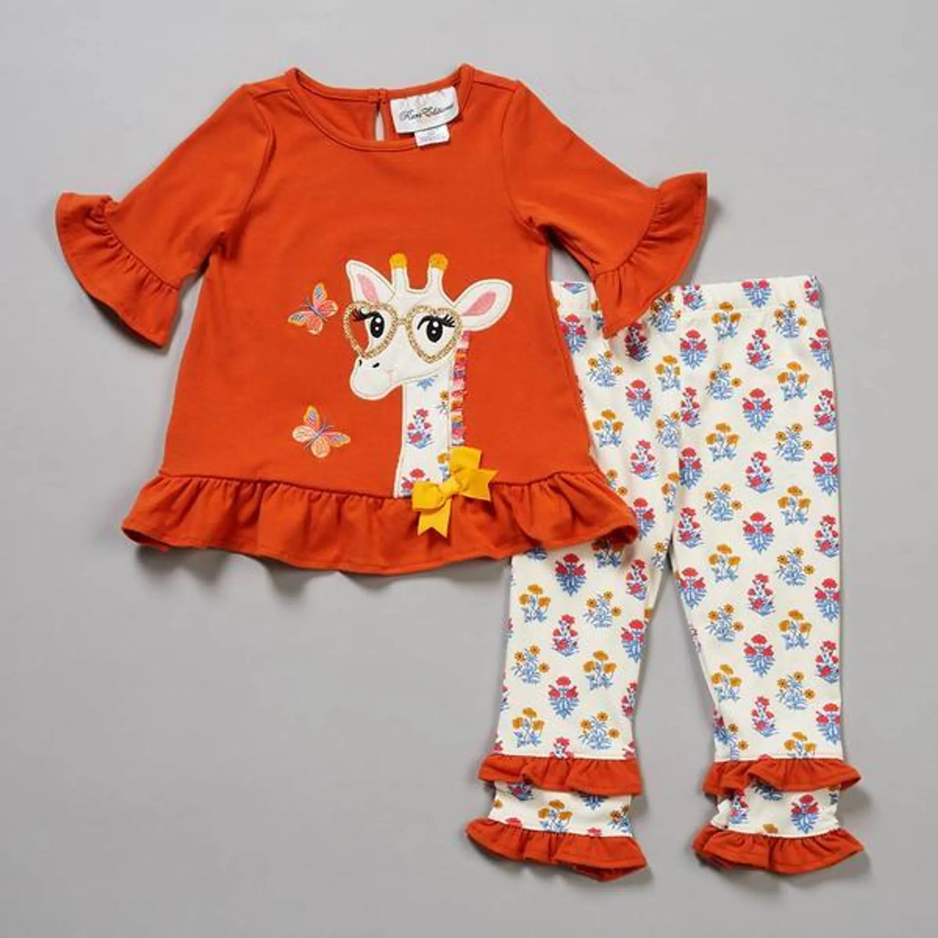 Baby Girl (12-24M) Rare Editions Giraffe Top/Floral Leggings Set