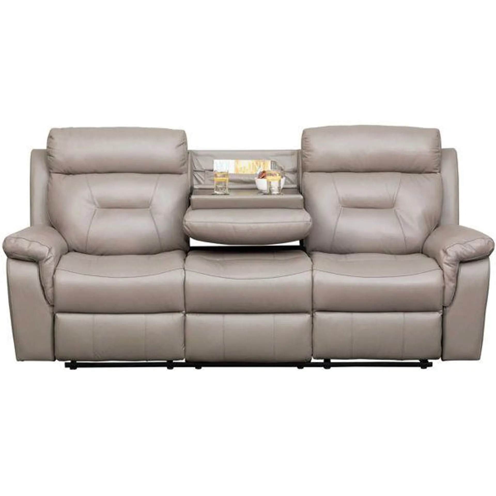 Watson Light Gray Leather Reclining Sofa with DDT