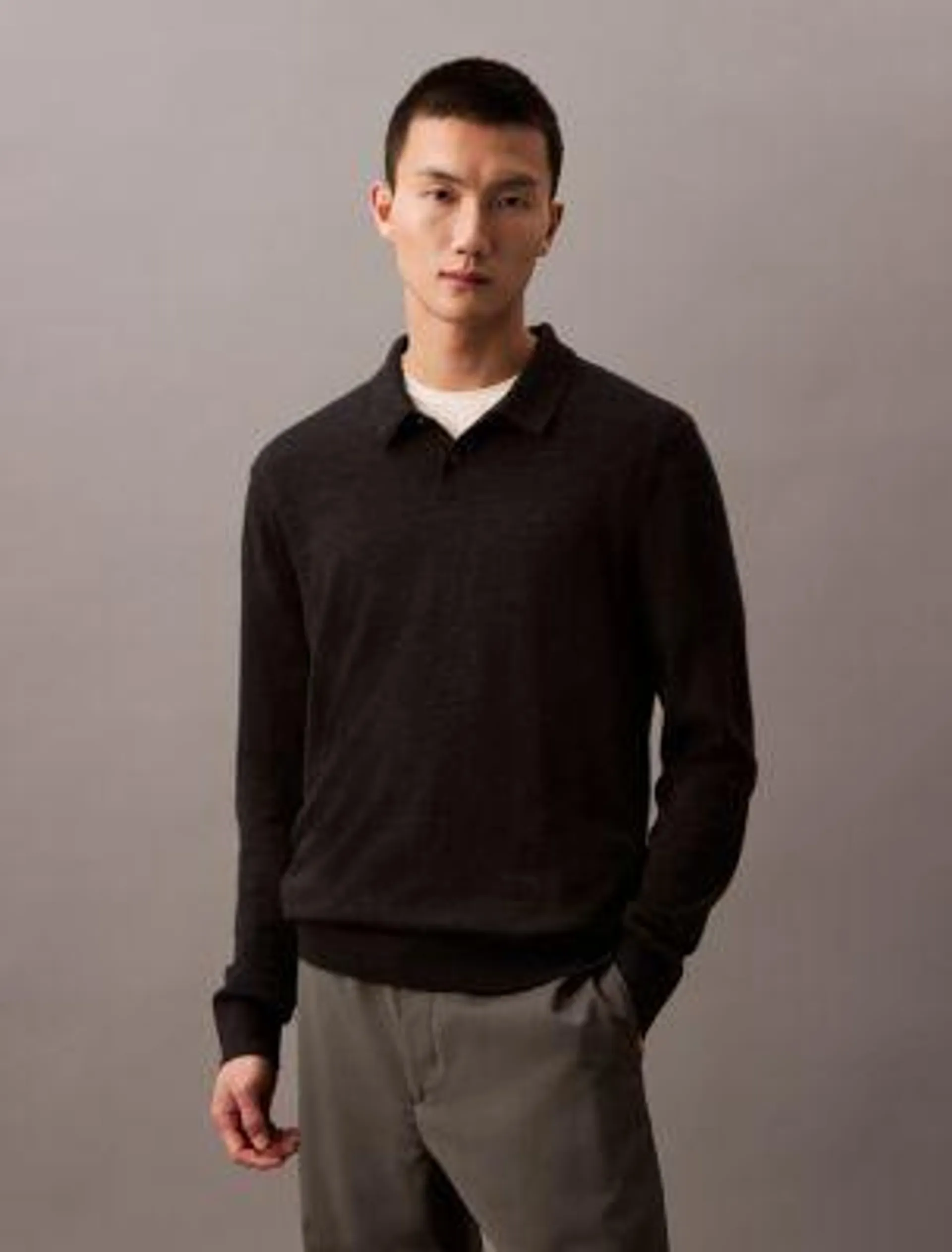 Extra Fine Merino Blend Polo Sweater