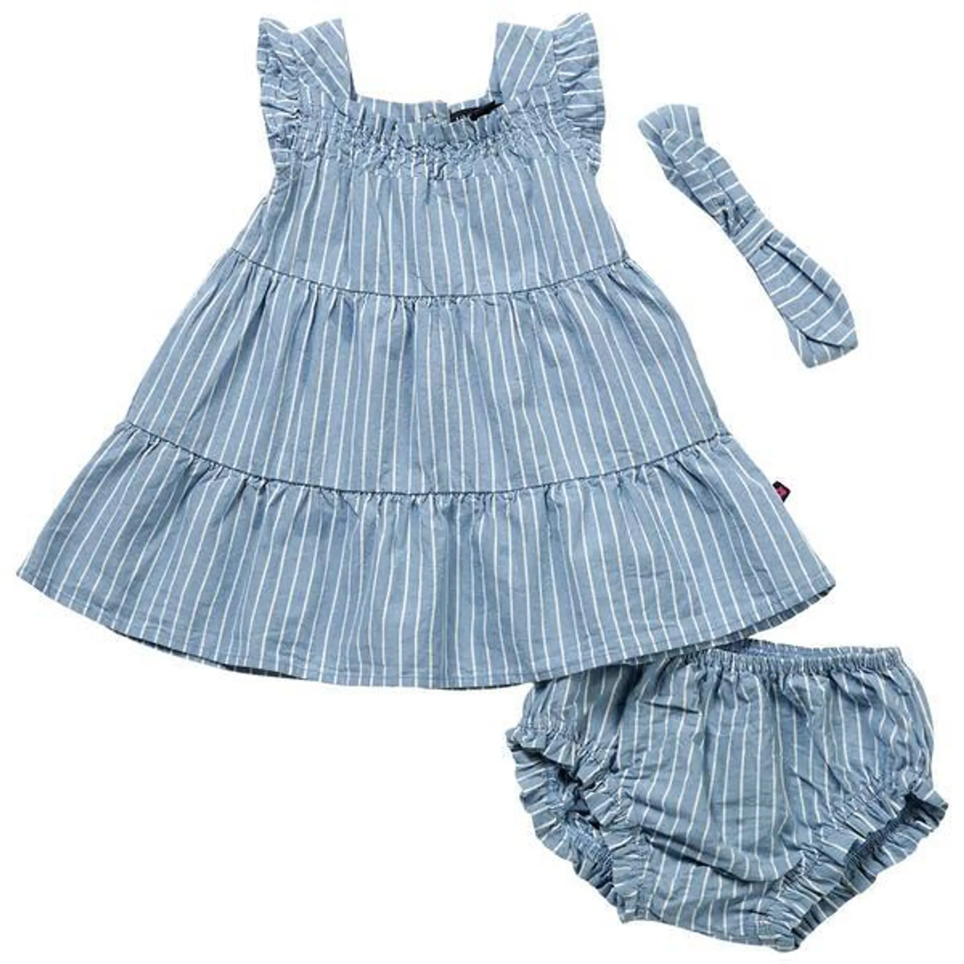 Baby Girl (12-24M) Limited Too™ Striped Chambray Tiered Dress