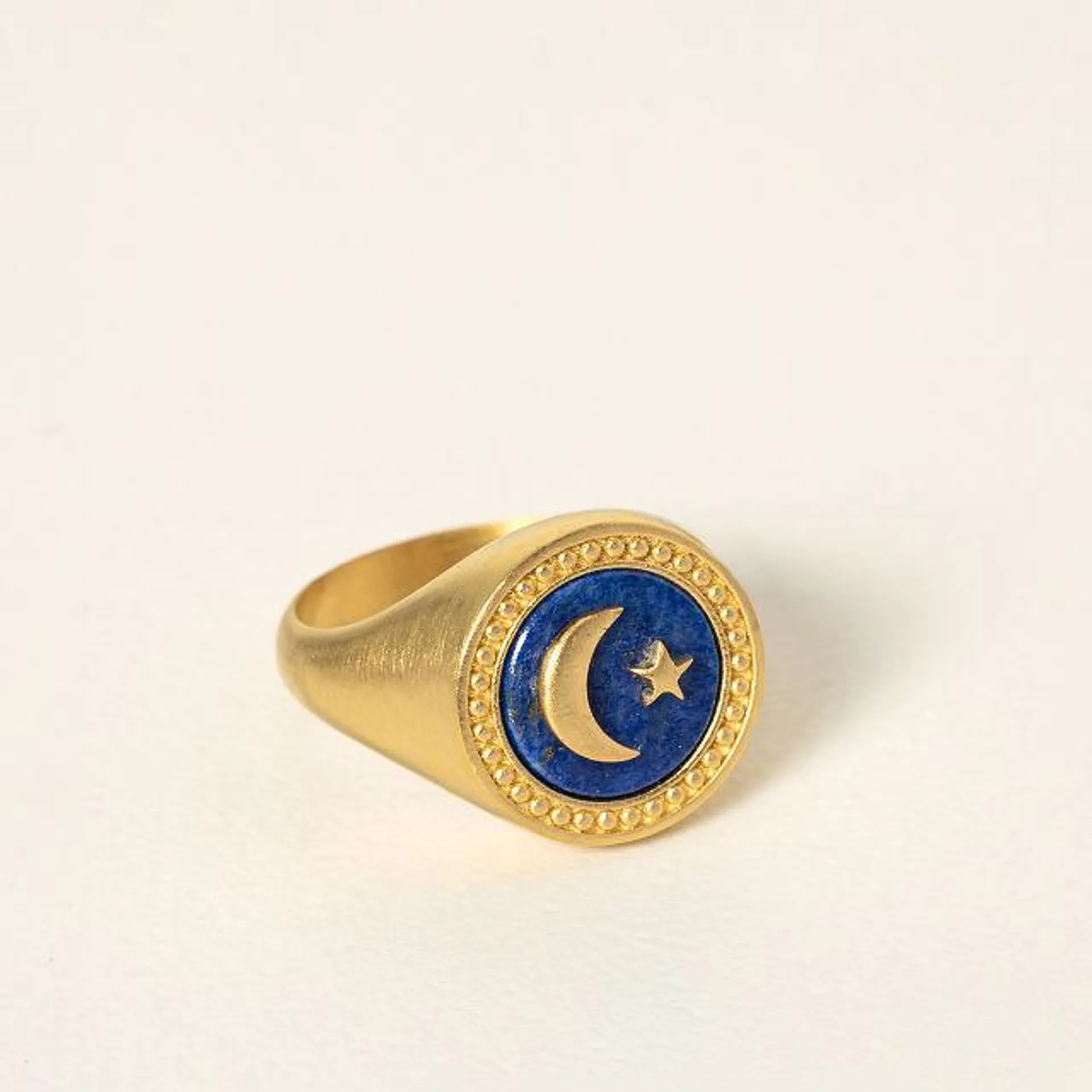 Lapis Moon & Star Signet Ring