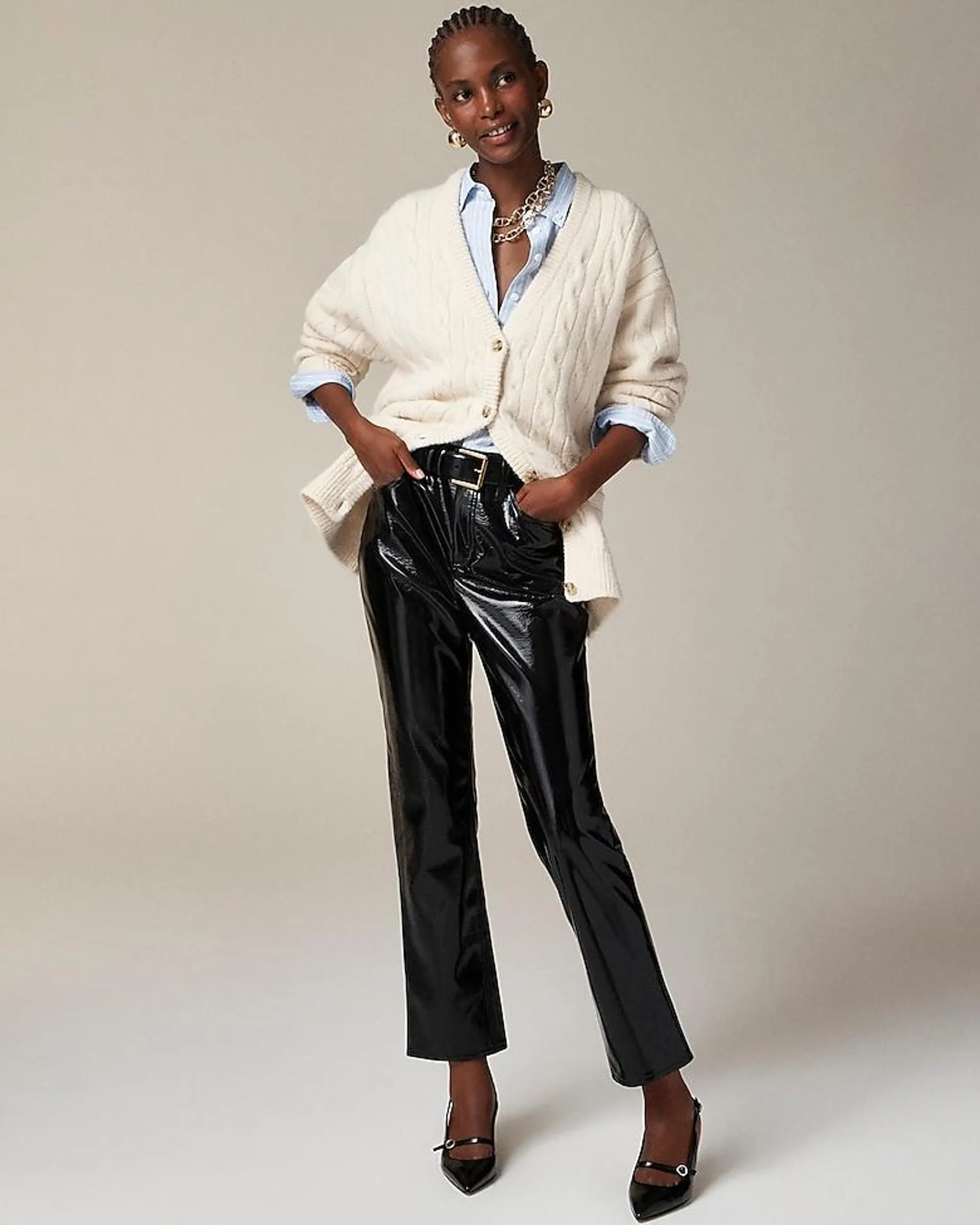 Classic straight pant in faux leather