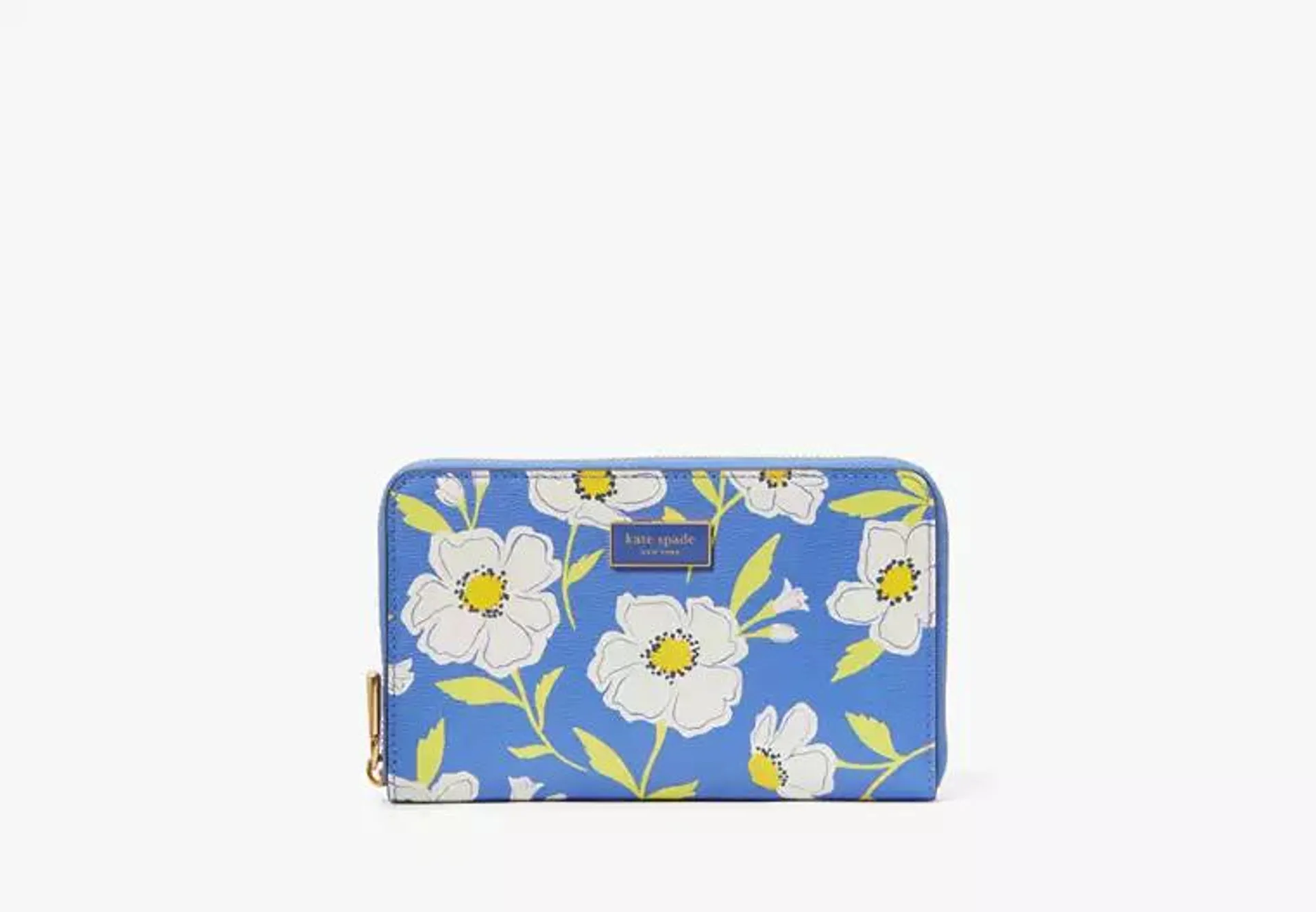 Katy Sunshine Floral Textured Leather Medium Zip-around Wallet