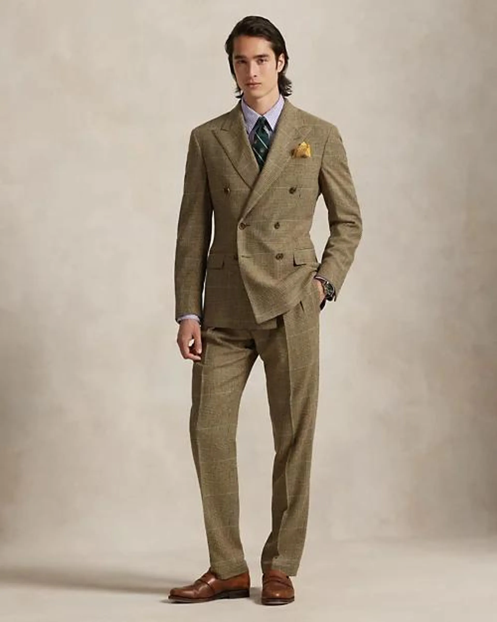 Pleated Glen Plaid Suit Trouser