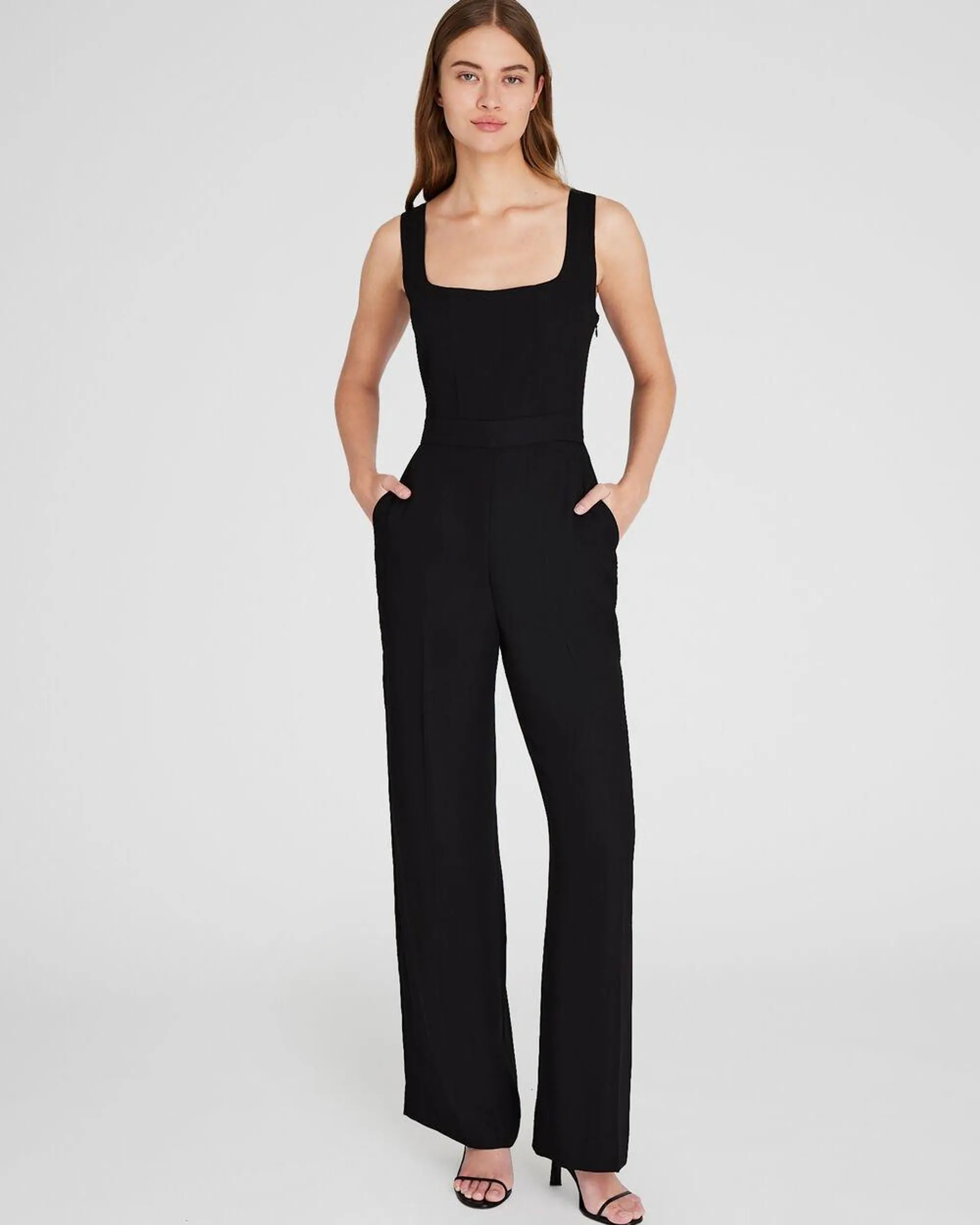 Crepe Square-Neck Jumpsuit