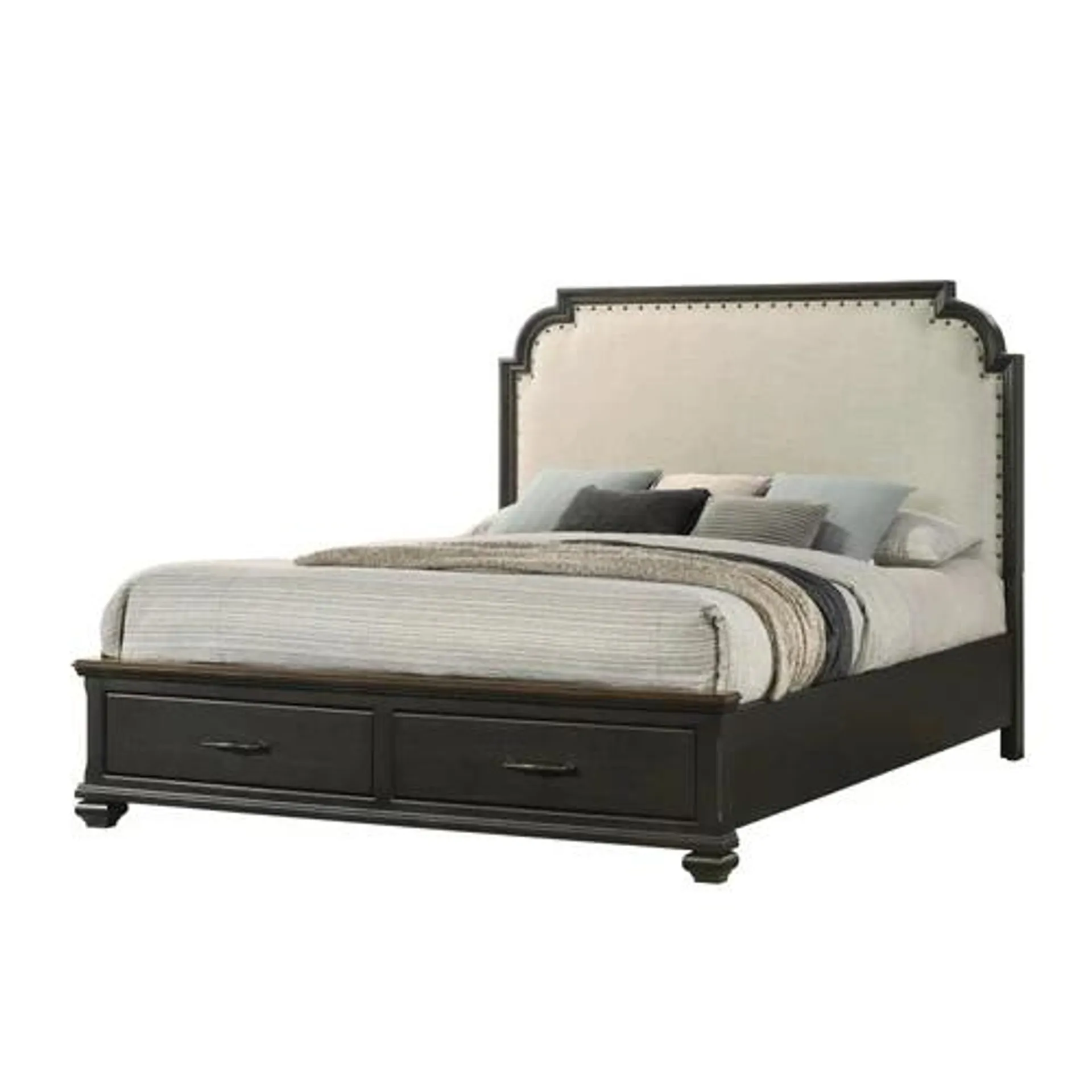 Edward Black Queen Wood & Upholstered Platform Storage Bed