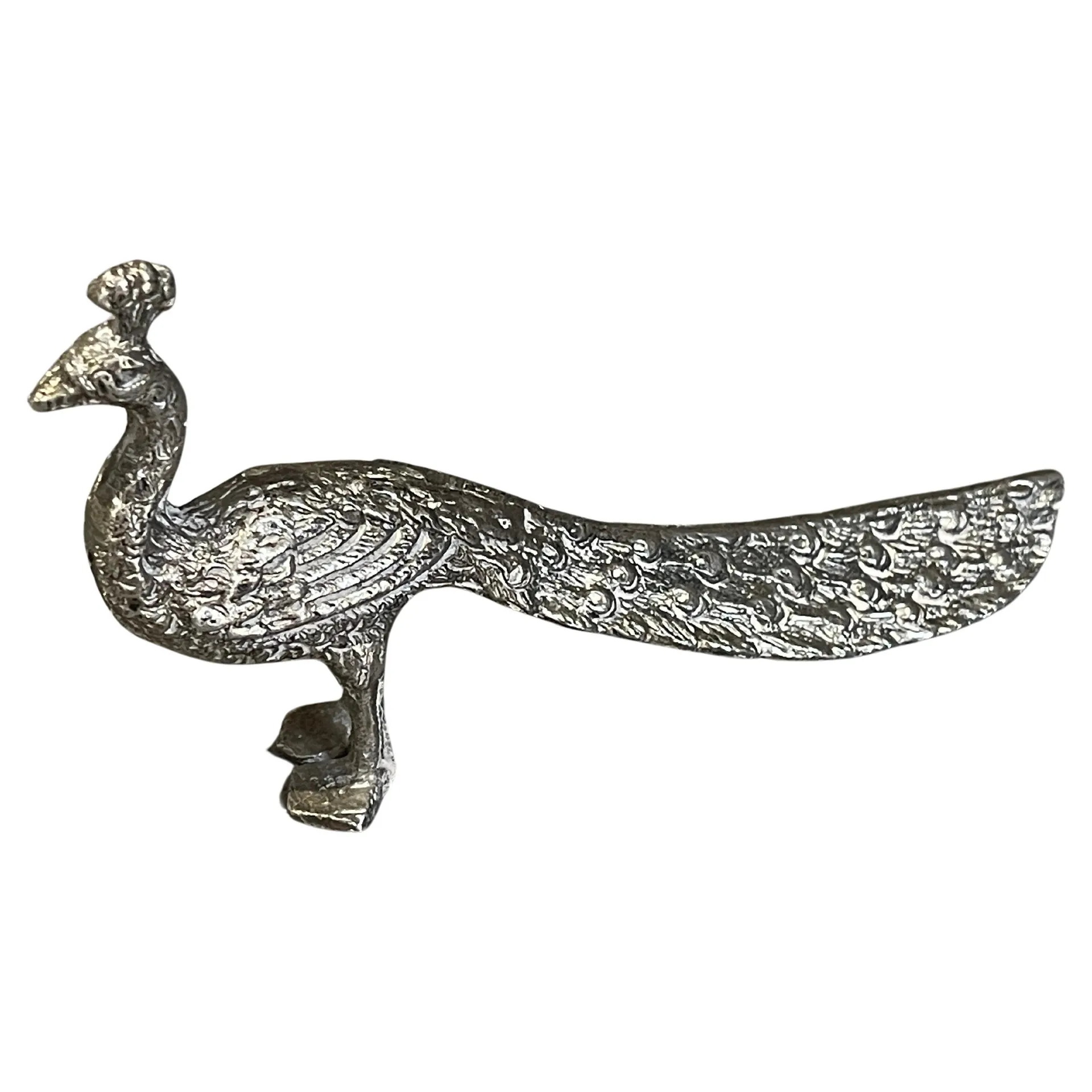 "Standing peacock" Antique silver plated, Decorative animal object , home decor