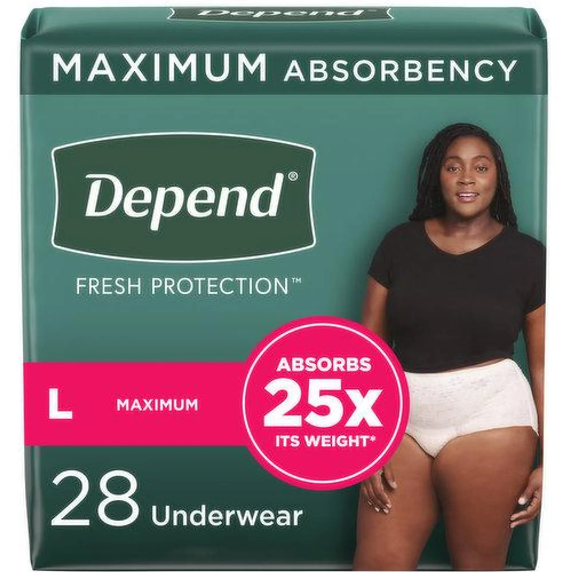 Depend Fresh Protection Underwear, Maximum, Large, 28 Each