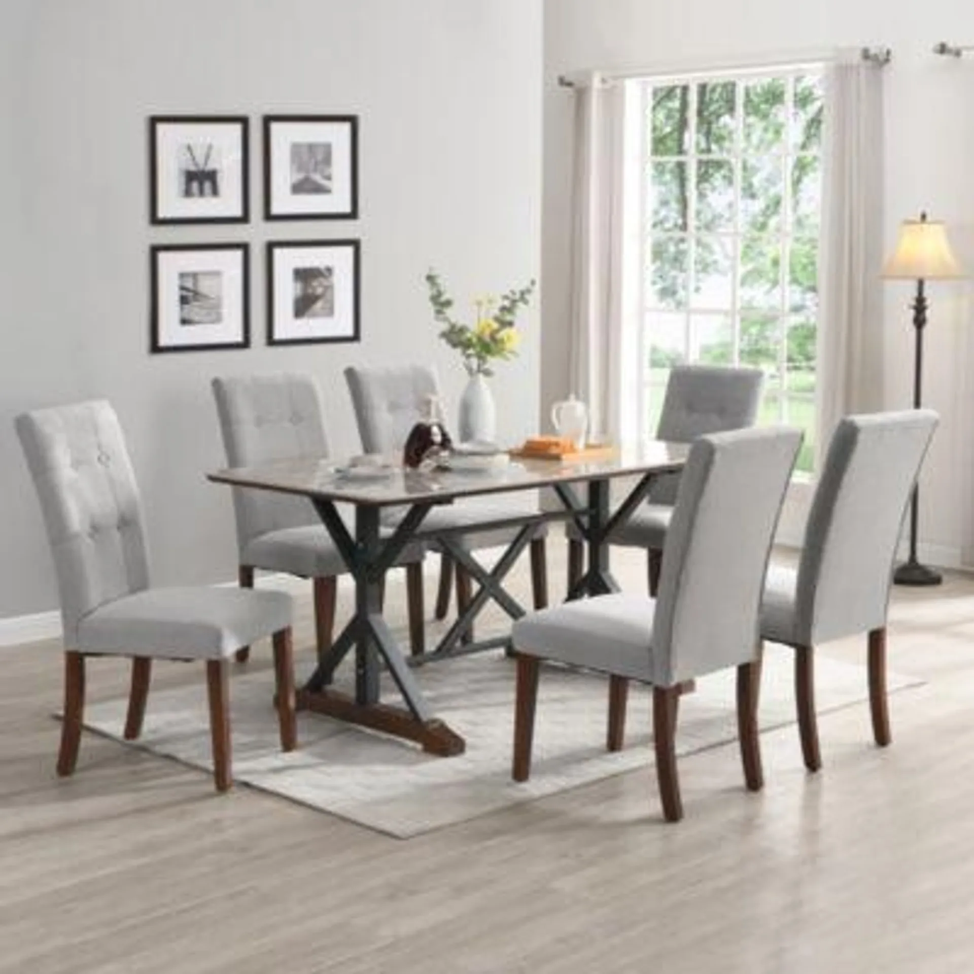 Streamdale Furniture 7-Piece Modern Dining Table Set with 6 Chairs