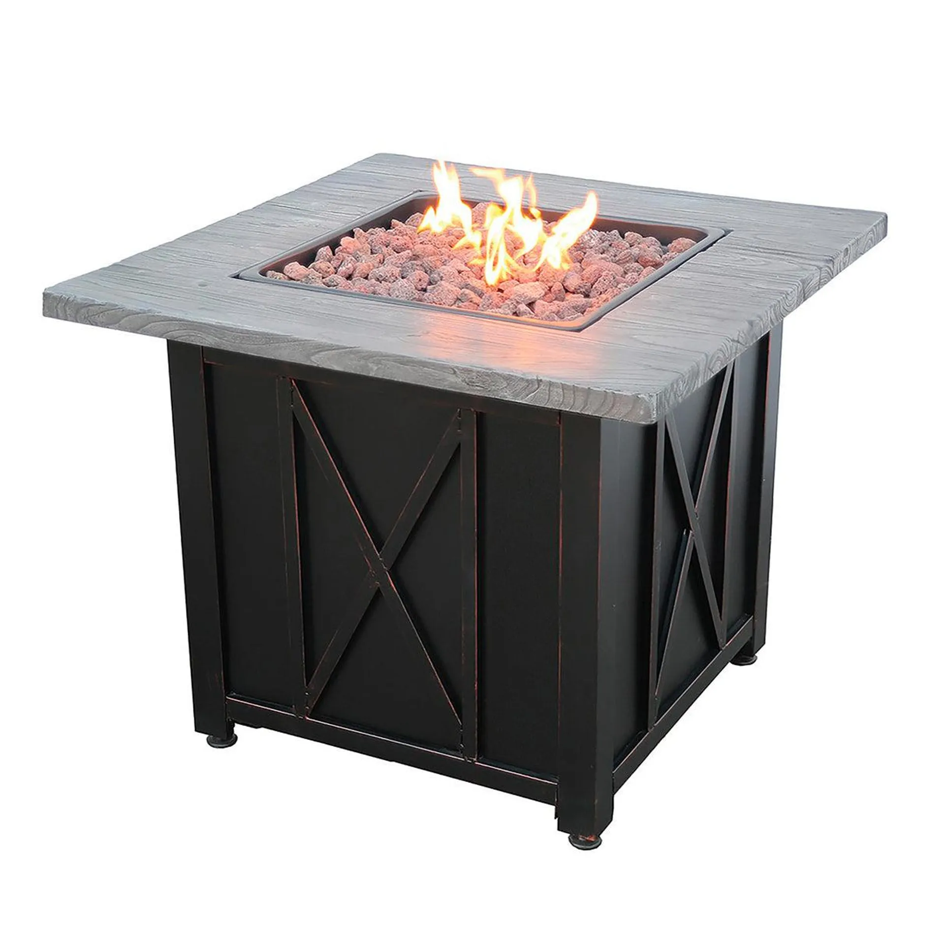 Delwood Outdoor Propane Gas Fire Pit with Resin Mantel