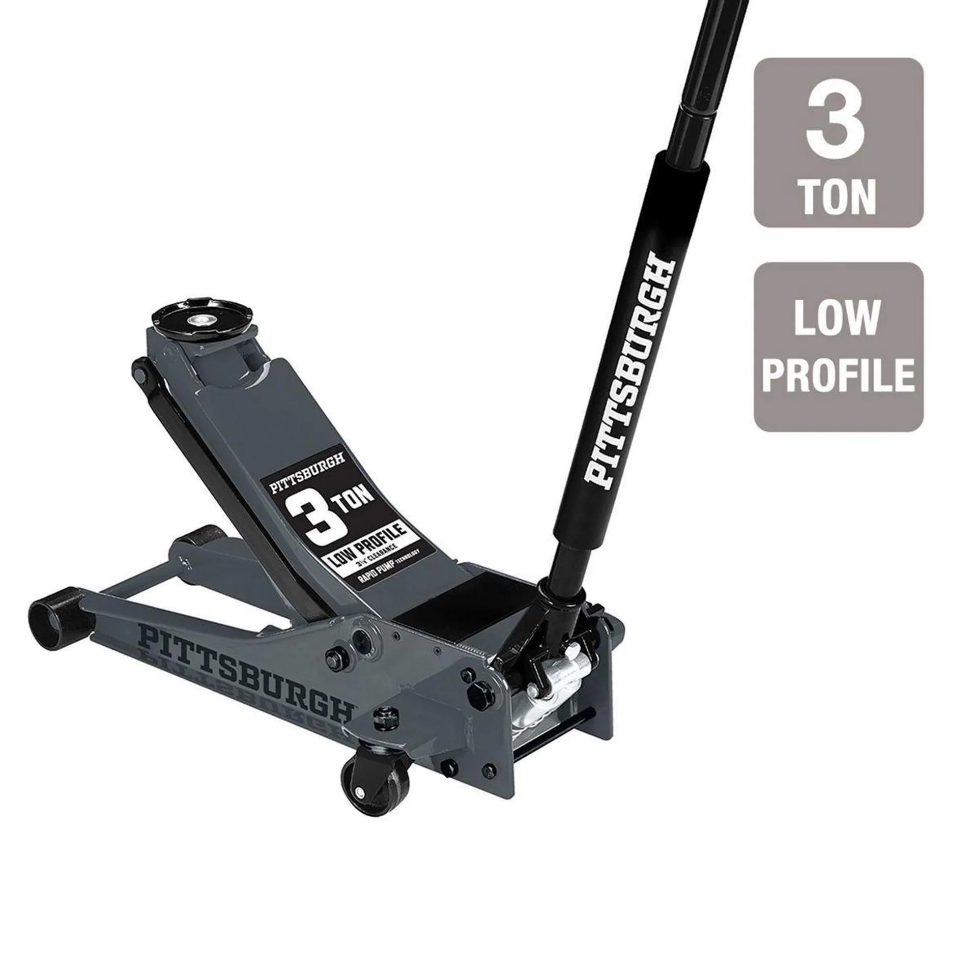 3 Ton Low-Profile Floor Jack with RAPID PUMP, Slate gray