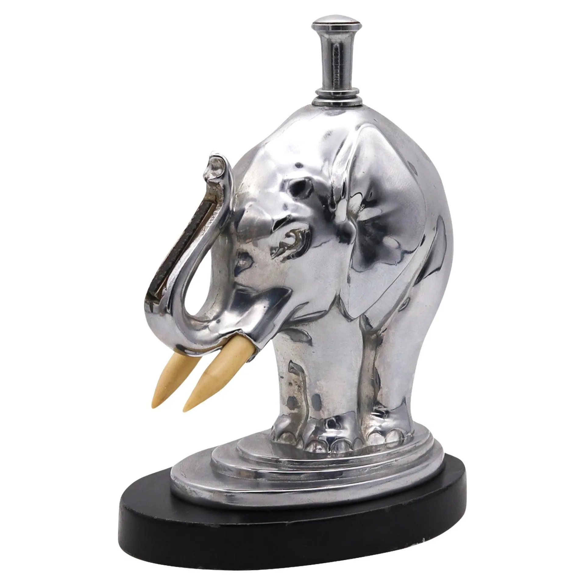 RONSON 1935 Elephant Touch-Tip Striker Lighter Black Cast Steel & Chromed Steel