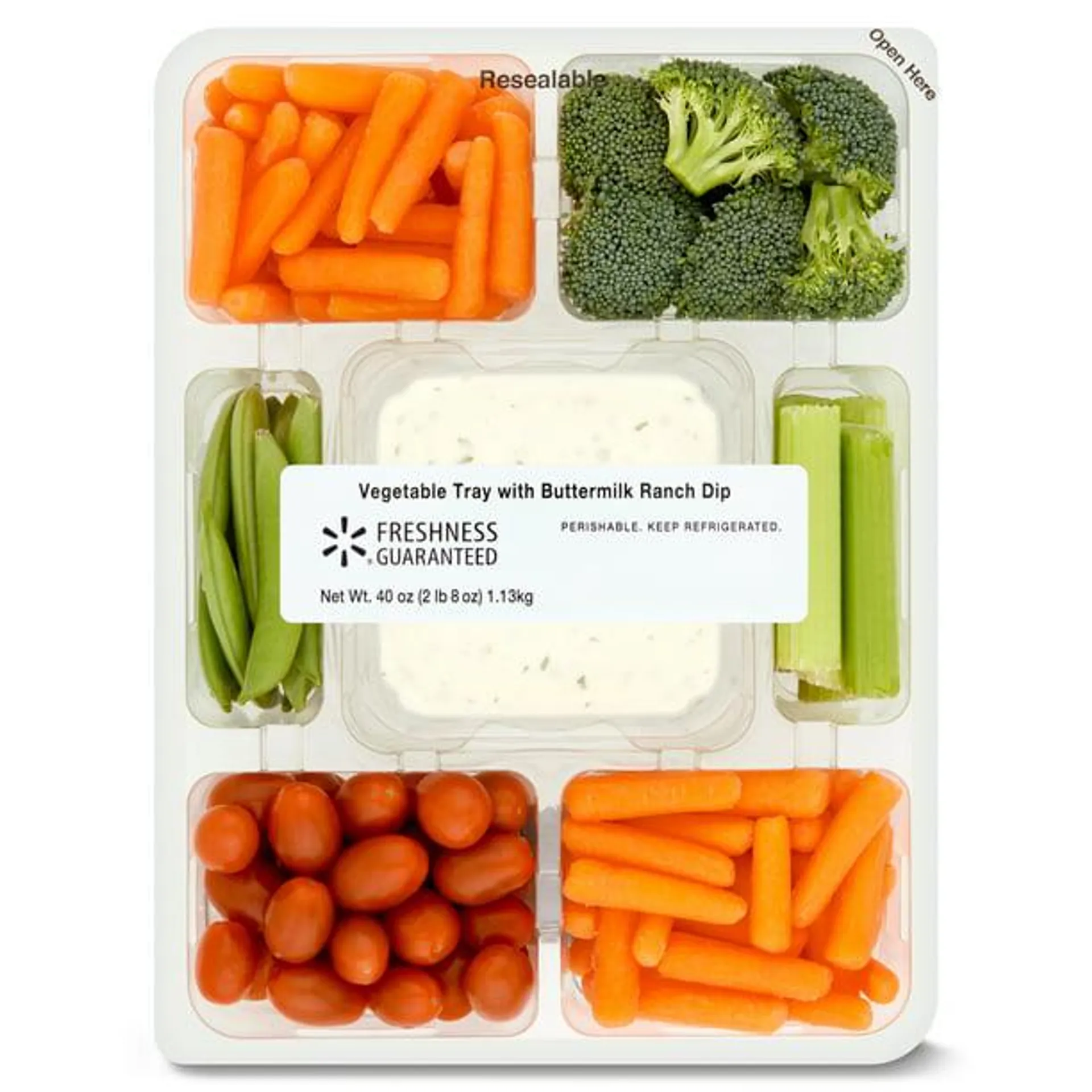 Freshness Guaranteed Vegetable Tray with Buttermilk Ranch Dip, 40 oz