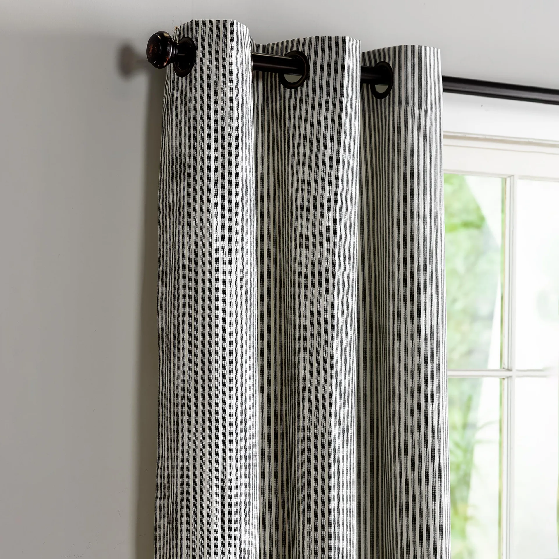 Thermalogic Insulated Ticking Stripe Grommet Top Curtain Pair, 84"L