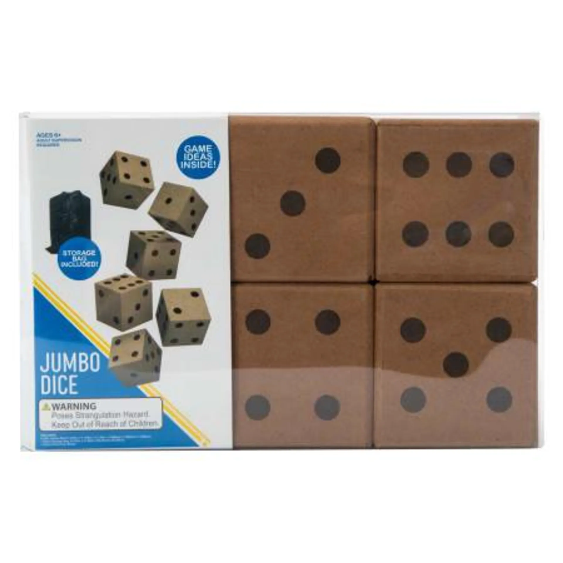 Jumbo Wood Dice Set 3.149in, 6-Count