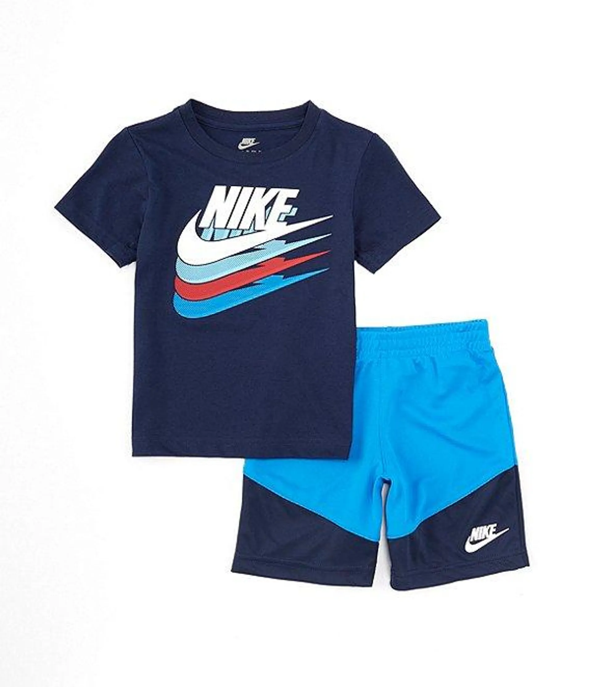 Little Boys 2T-7 Short Sleeve Color-Block Graphic T-Shirt & Short Set