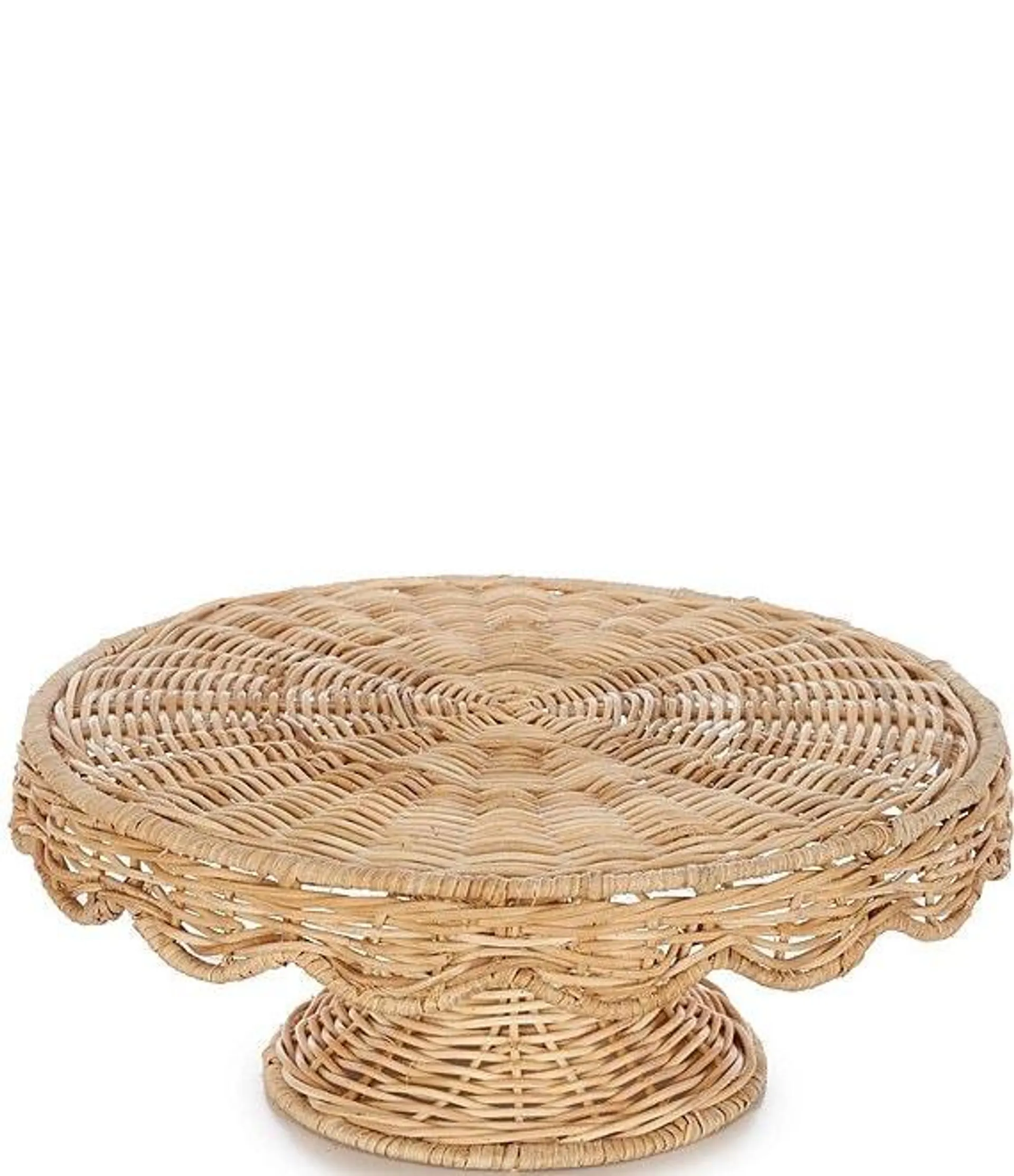 Wicker Scallop Round Cake Plate Stand