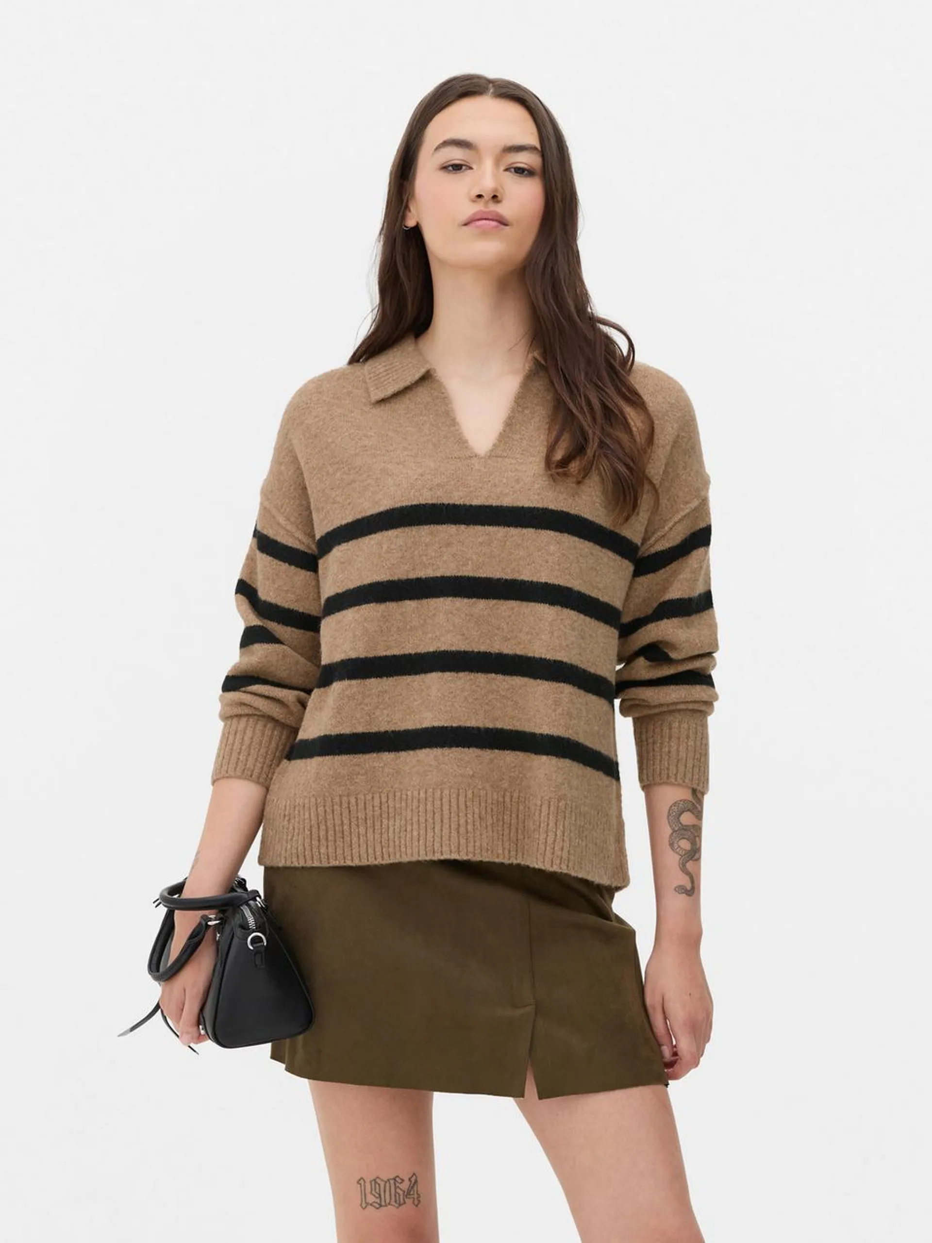 Polo Collar Stipe Jumper