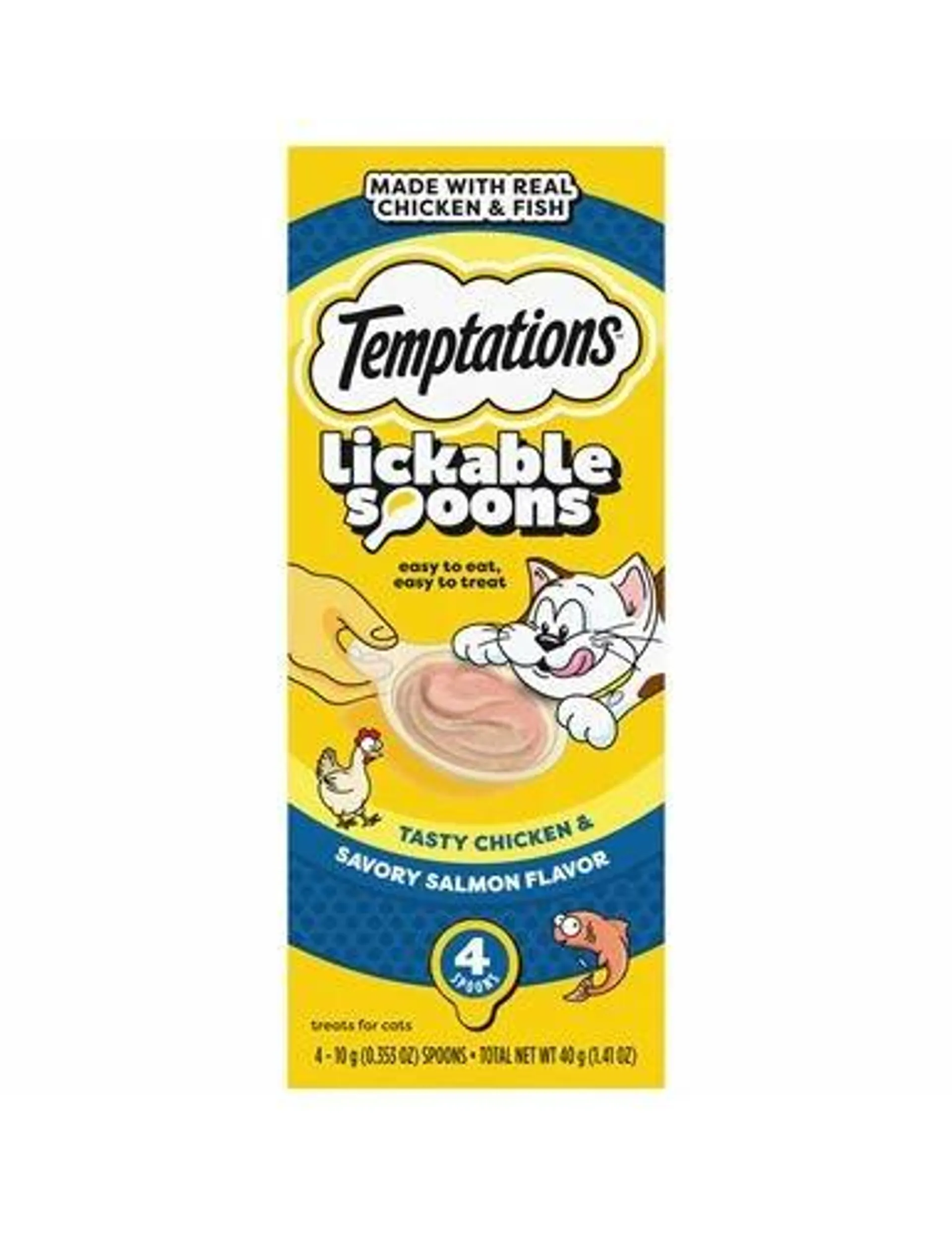 Temptations Lickable Spoons Cat Treat, Savory Salmon and Tempting Tuna, 4 Count