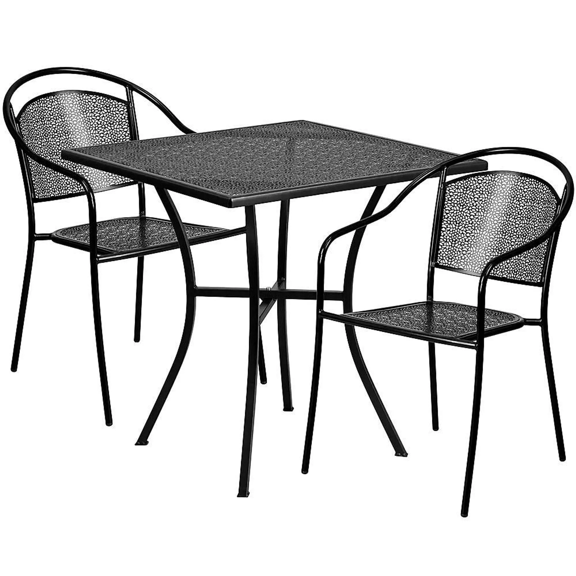 Flash Furniture - Oia Outdoor Square Contemporary Metal 3 Piece Patio Set - Black