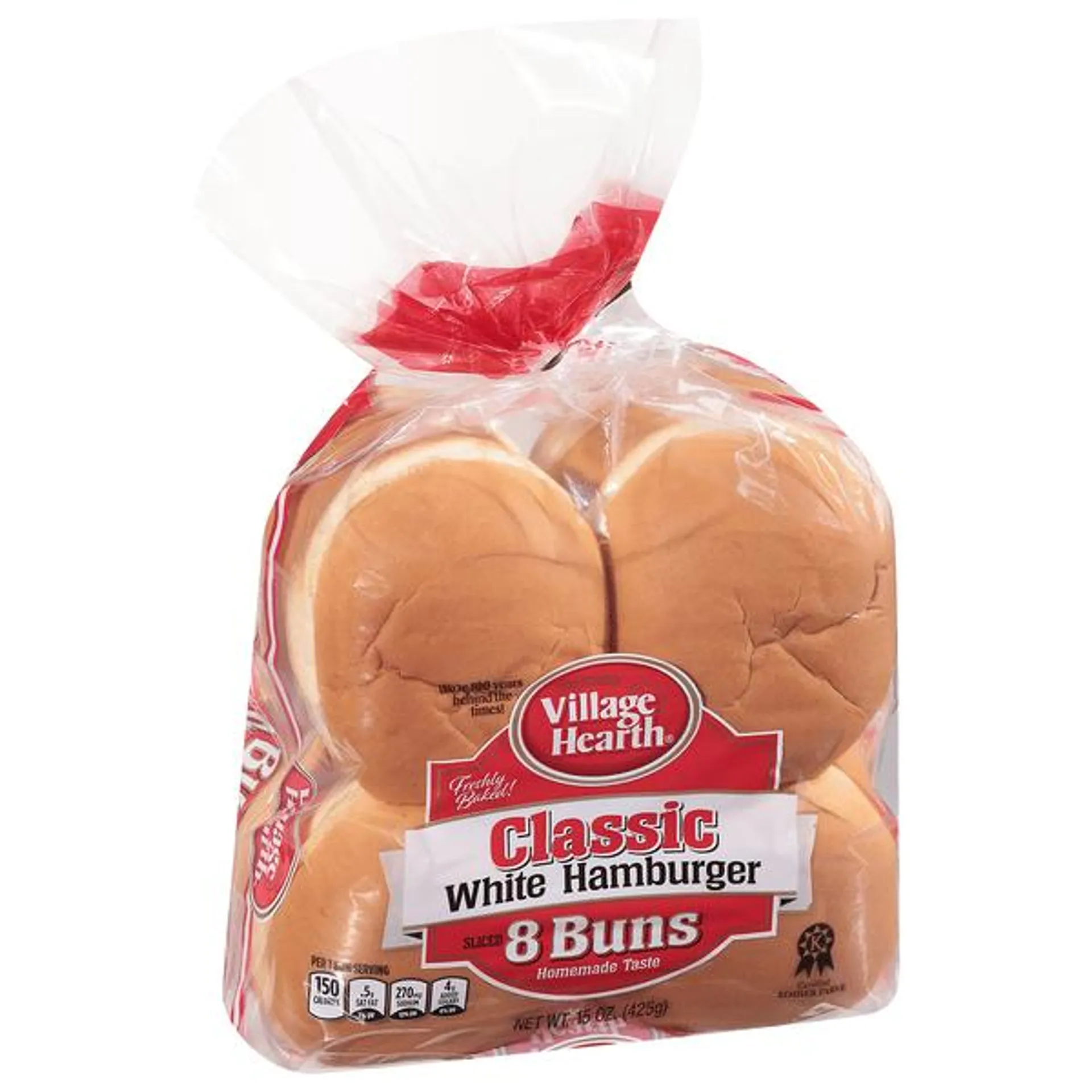 Village Hearth Hamburger Classic White Buns 8Ct